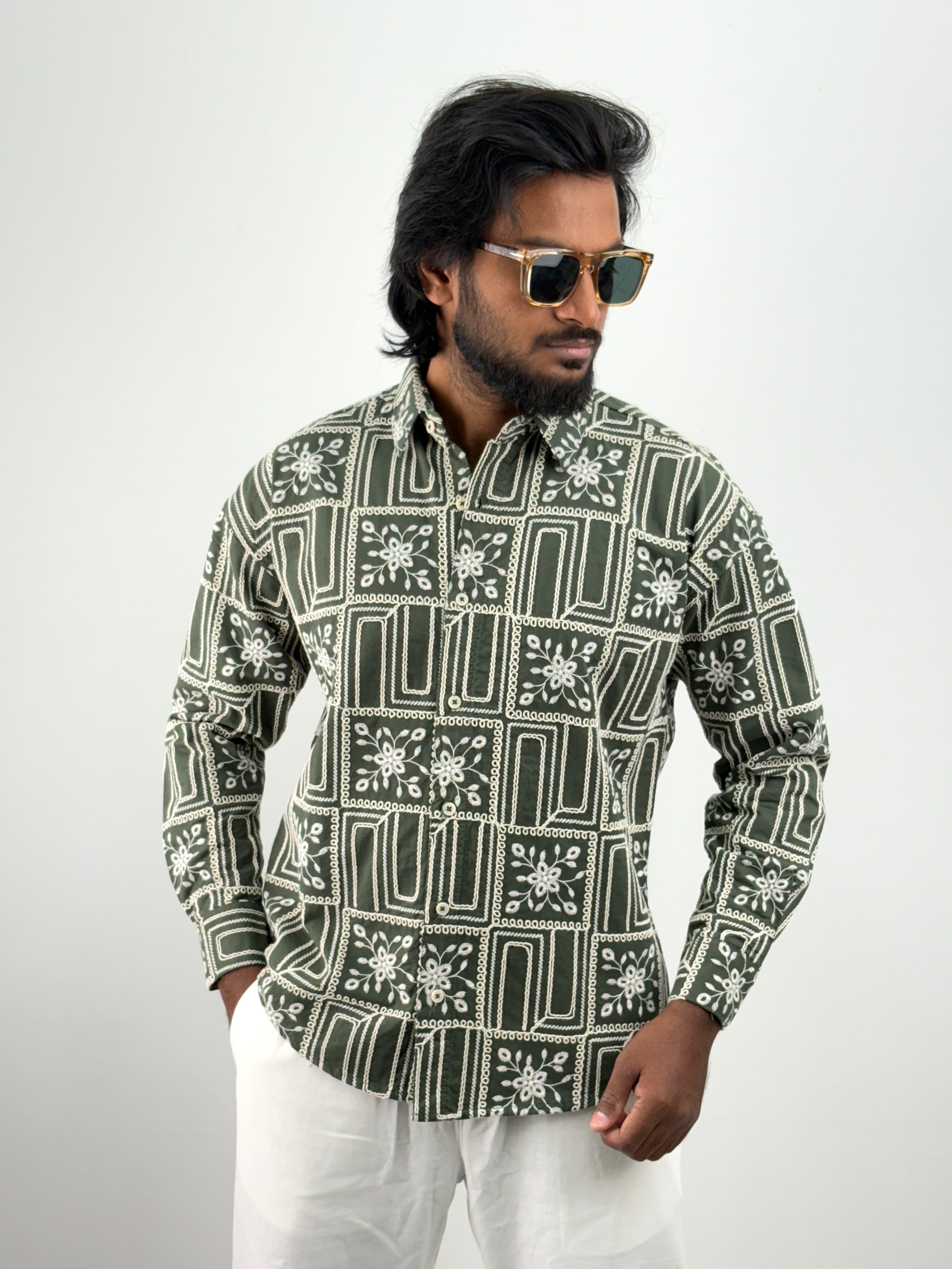 Green Embroidery Shirt