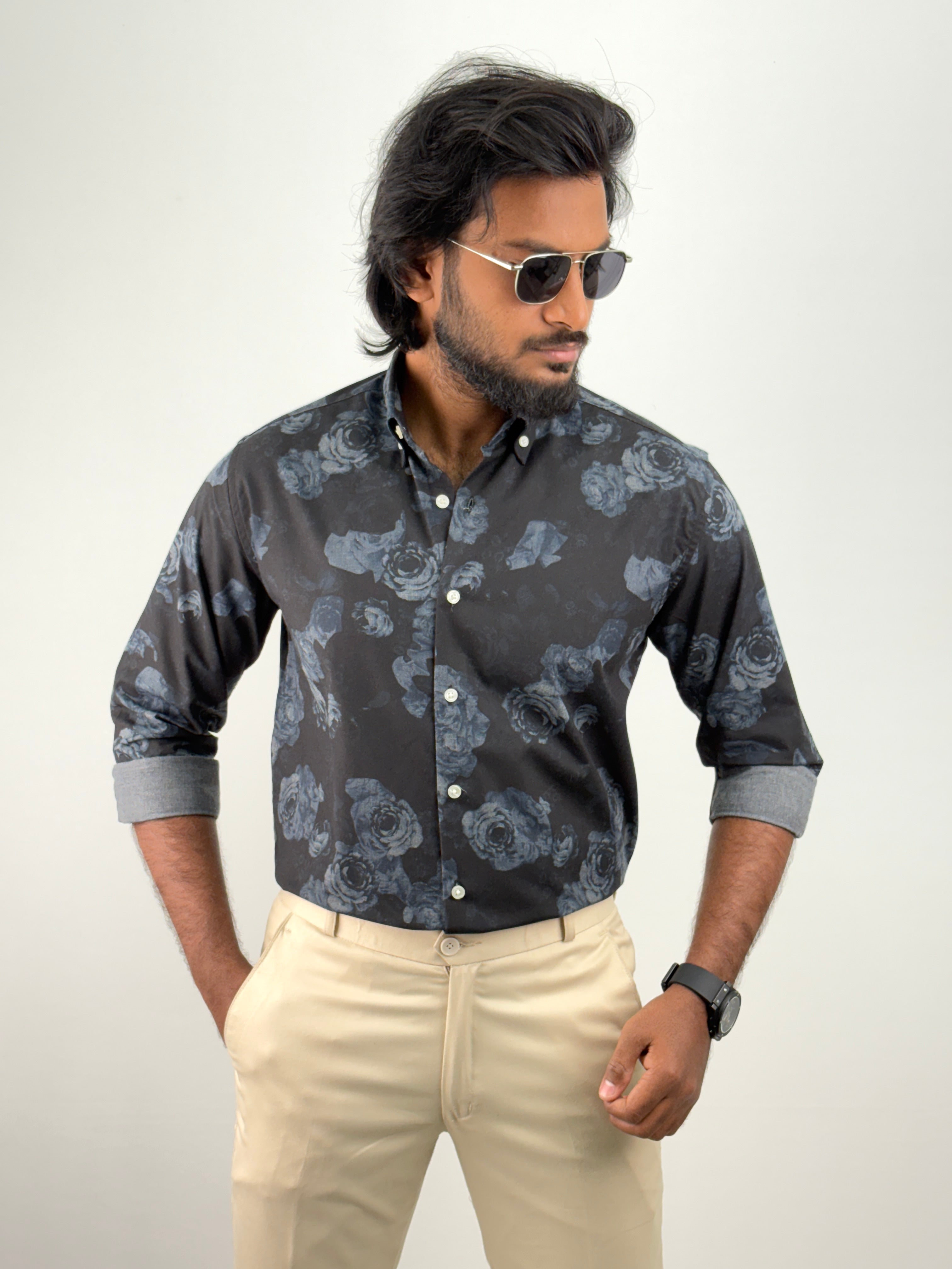 Black Navy Printed Shirt