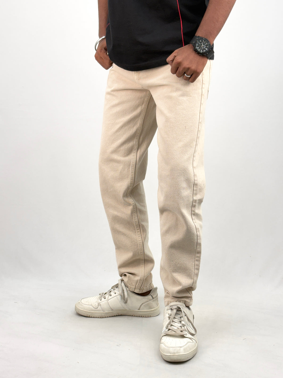 Beige Semi Baggy Jean 2