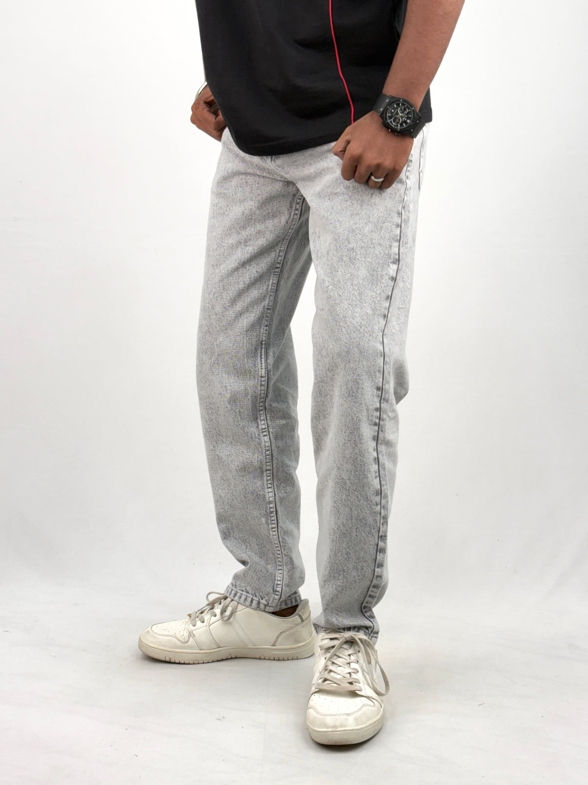 Grey Acid Wash Semi Baggy Jean 2