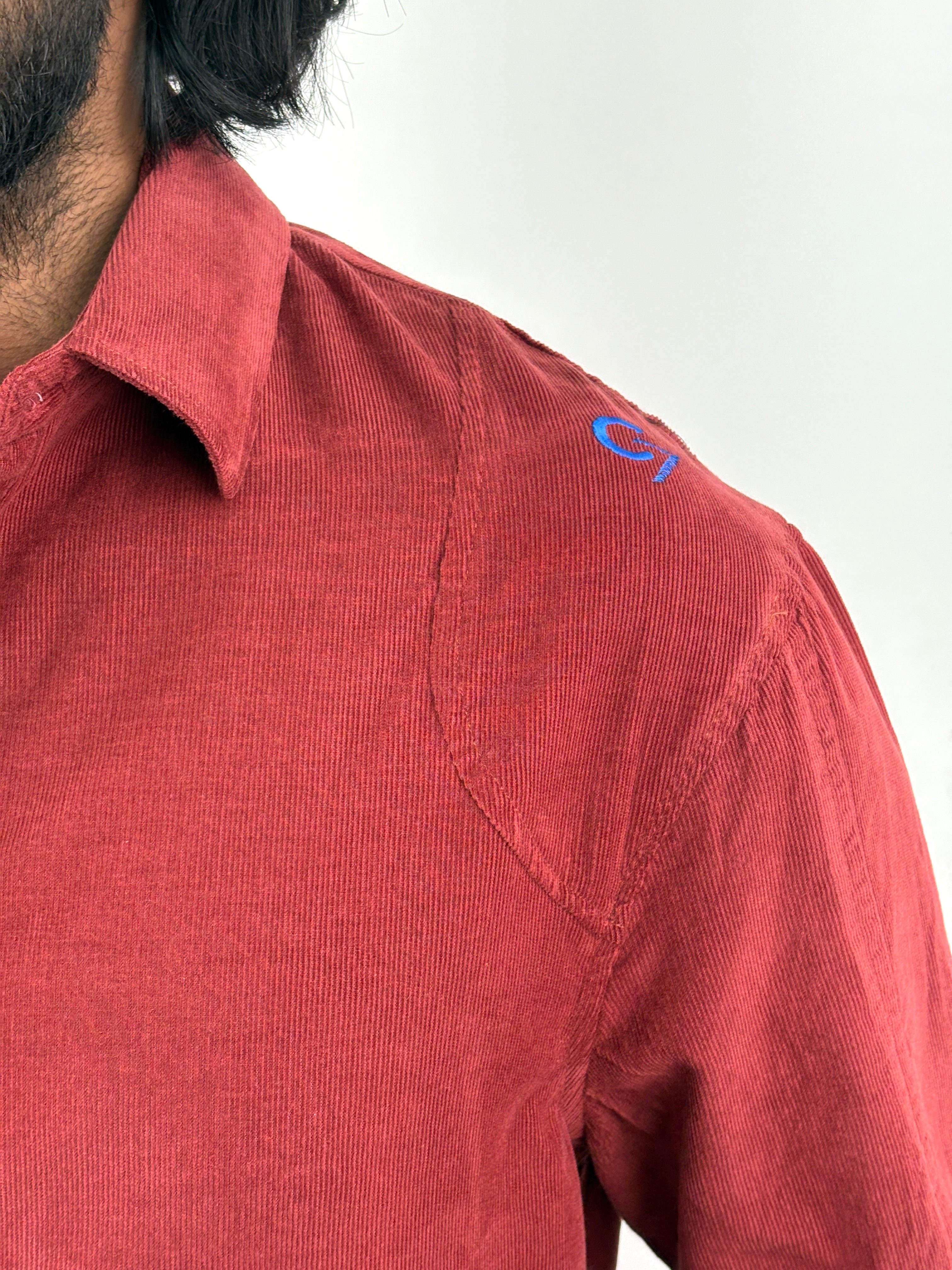 Red Corduroy Oversized Shirt