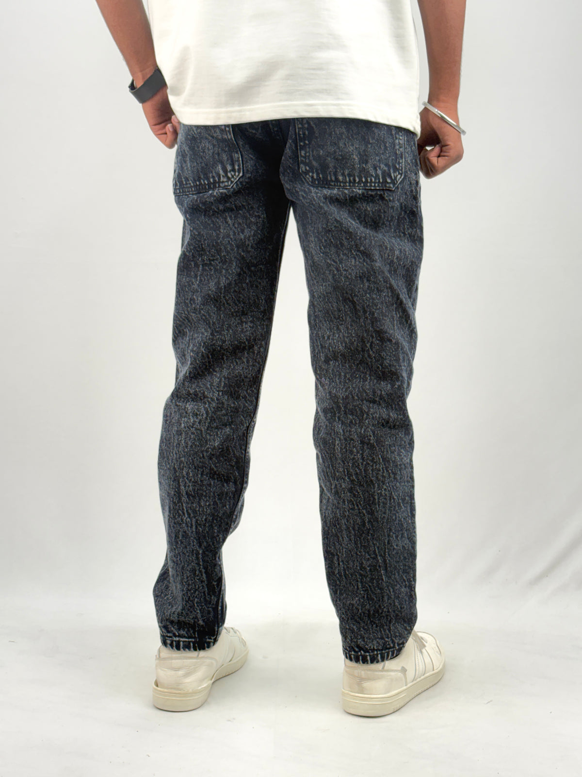 Black Acid Wash Semi Baggy Jean 2