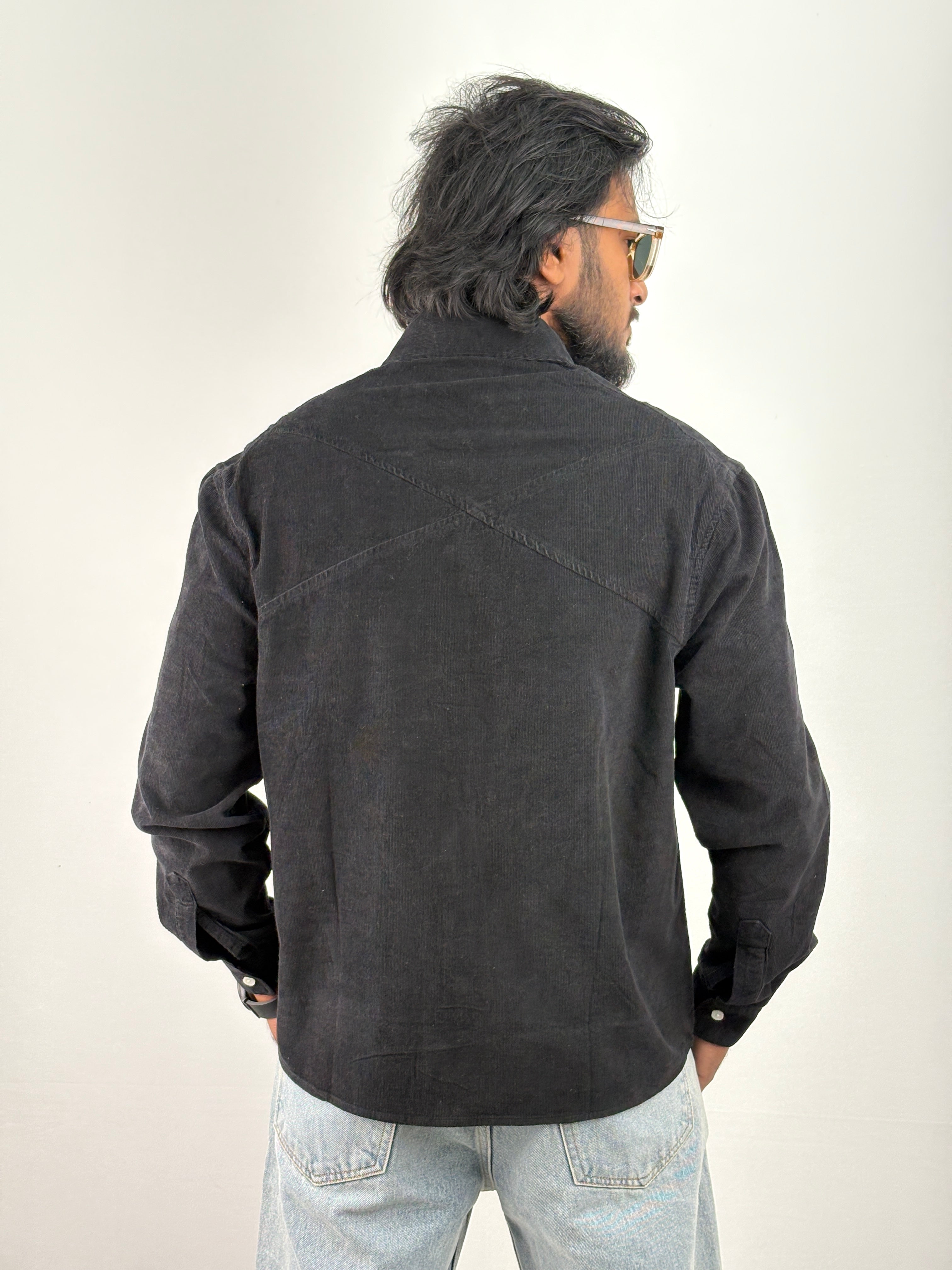 Black Corduroy Oversized Shirt