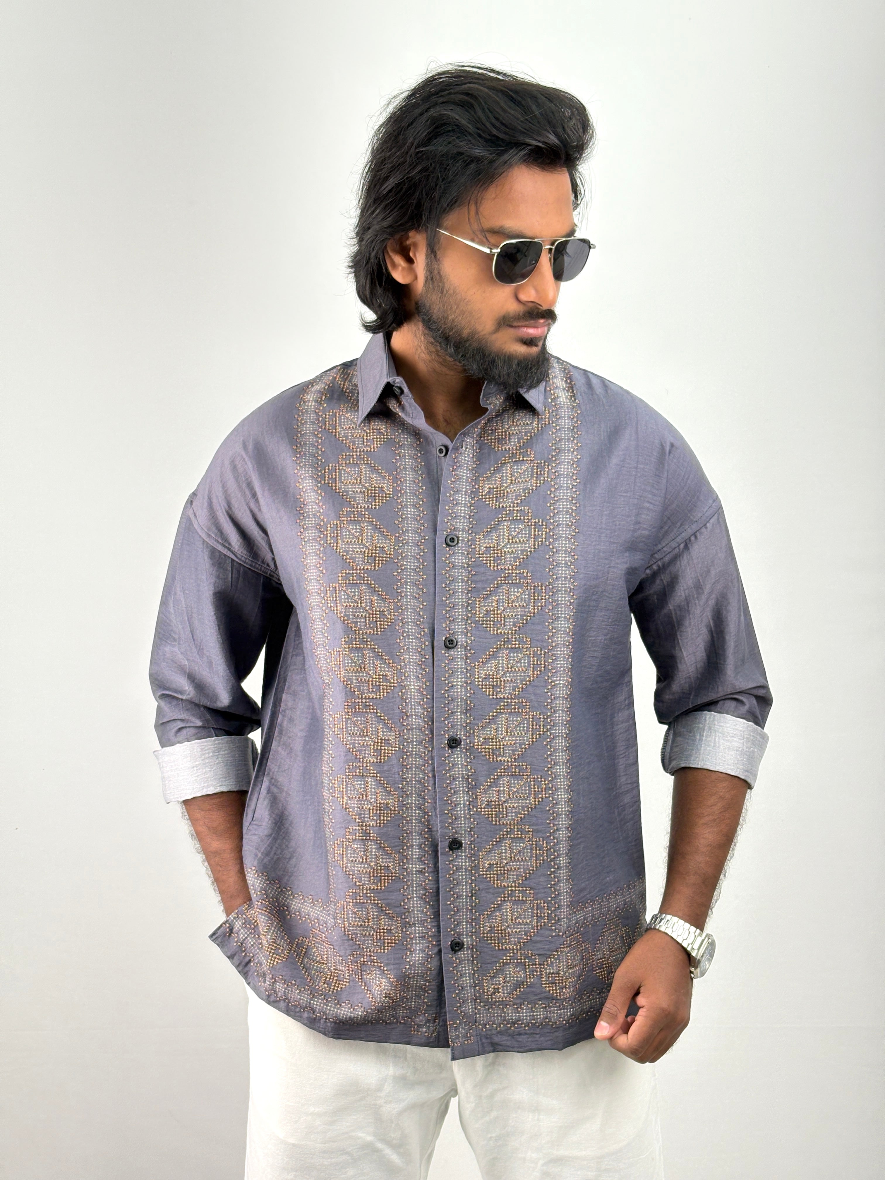 Blue IMP Oversized Printed Shirt