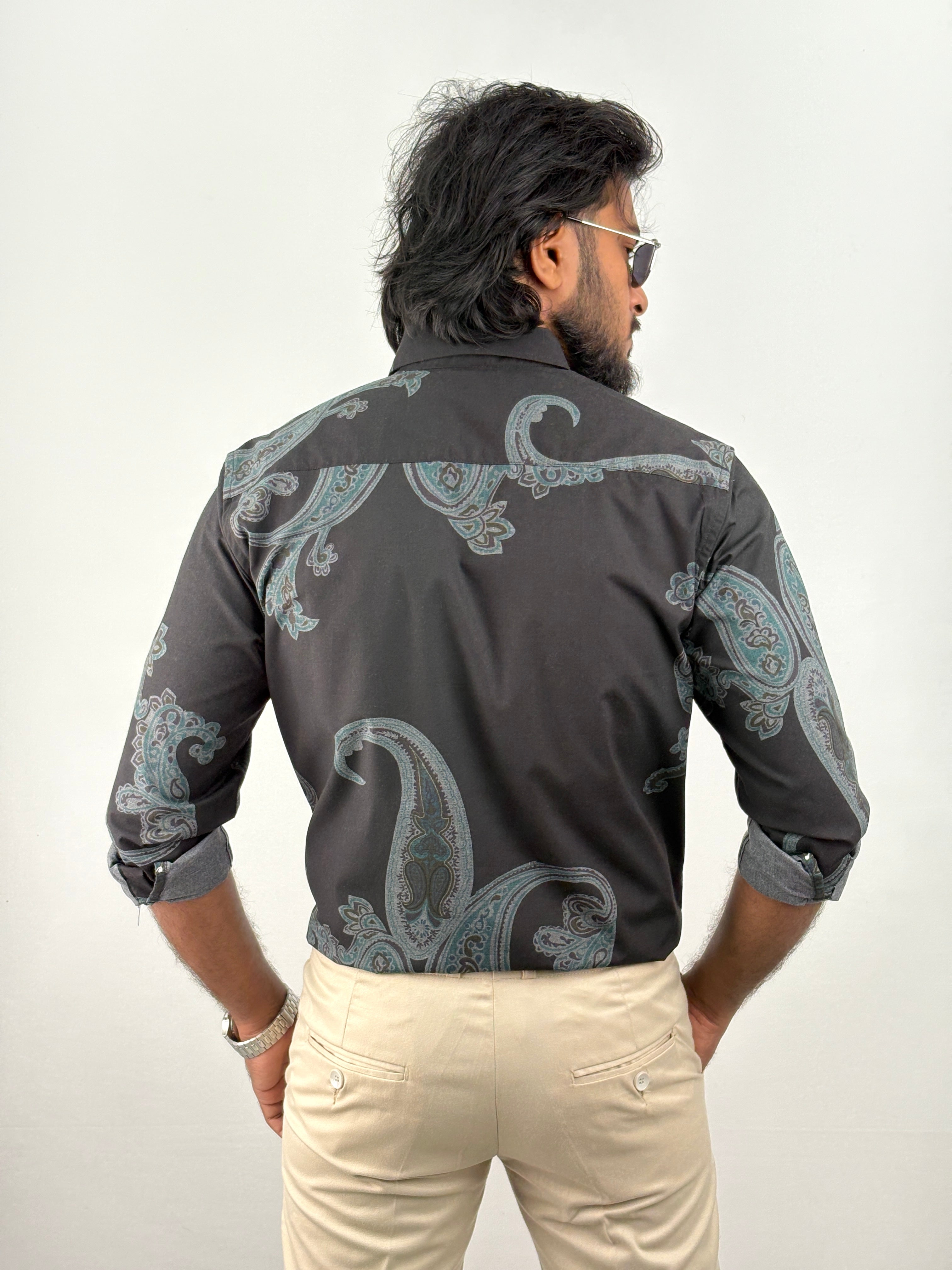 Black Green Printed Shirt