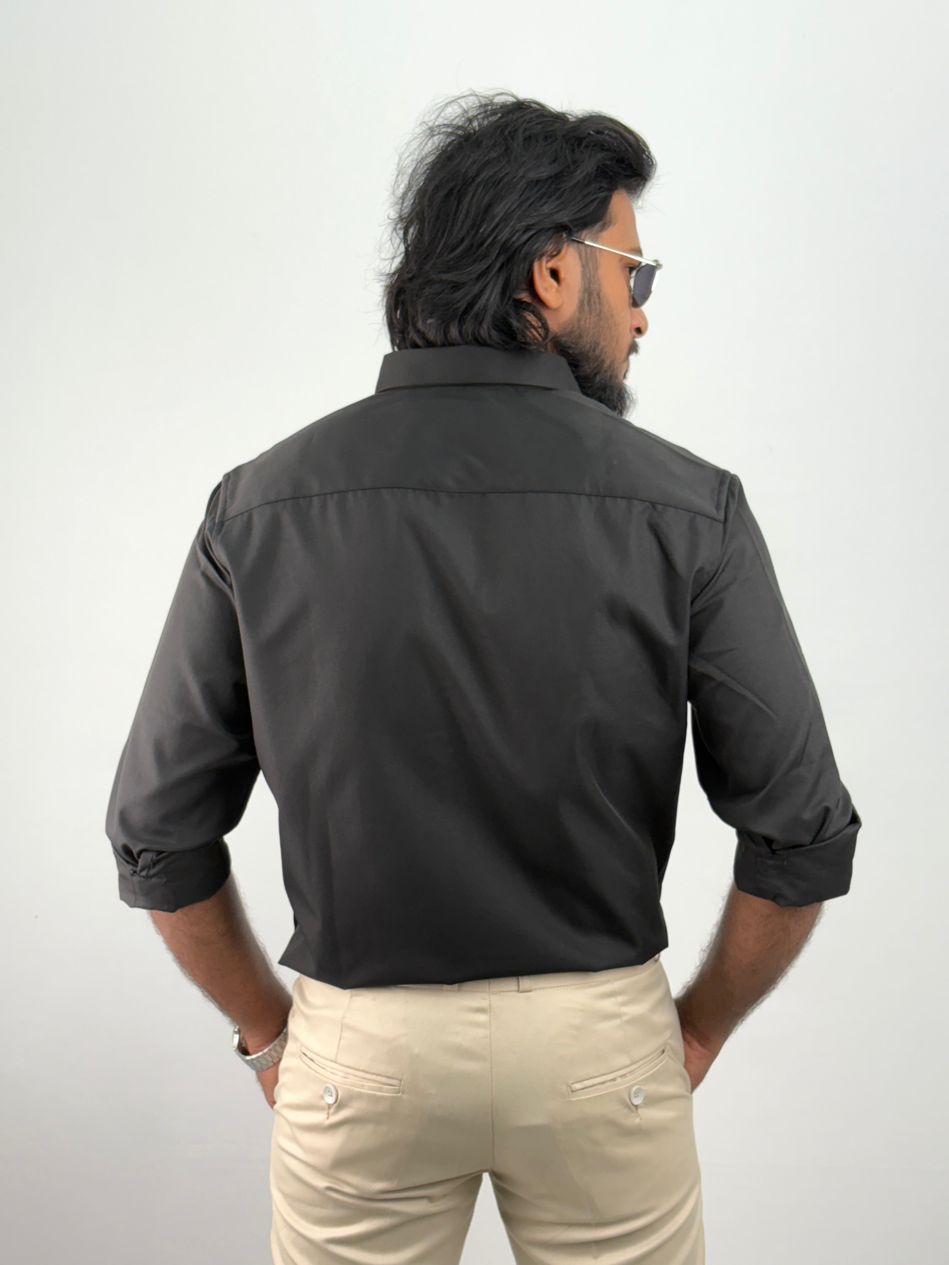 Black IMP Sateen Embroidery Shirt