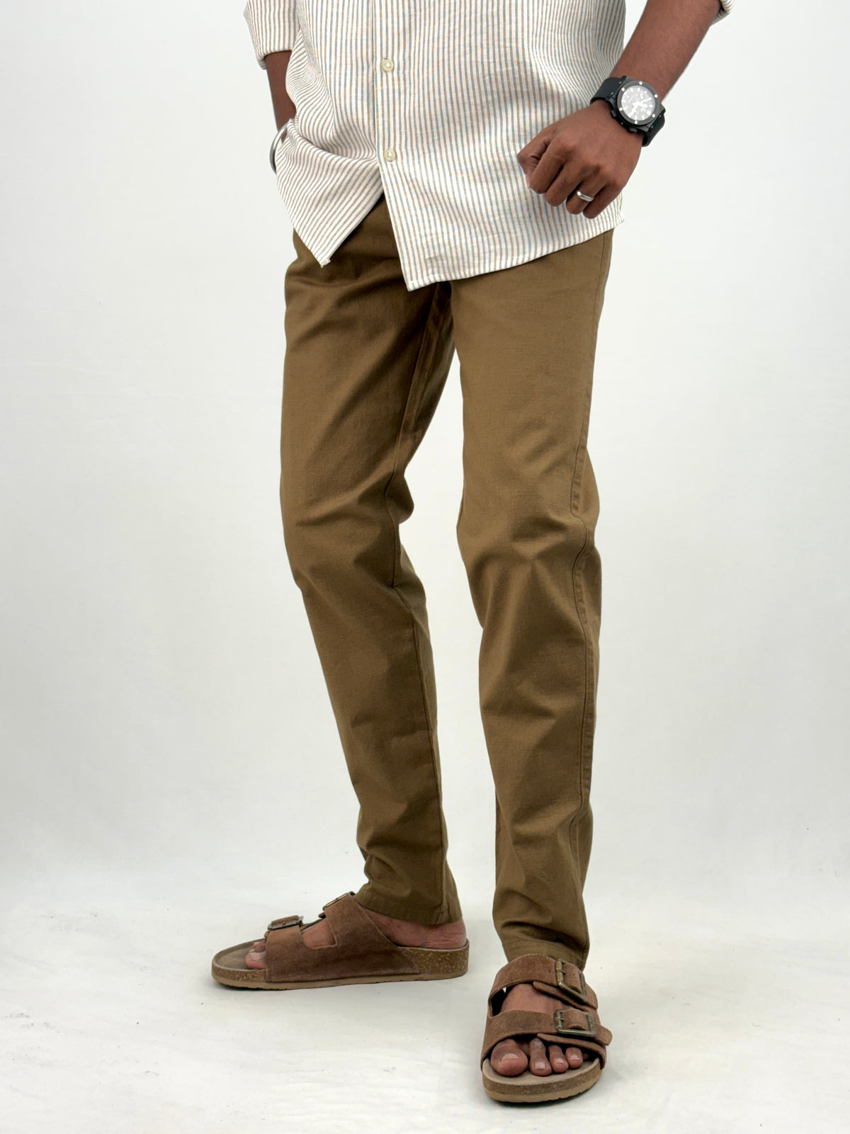 Olive Slim Fit Linen Pant 2