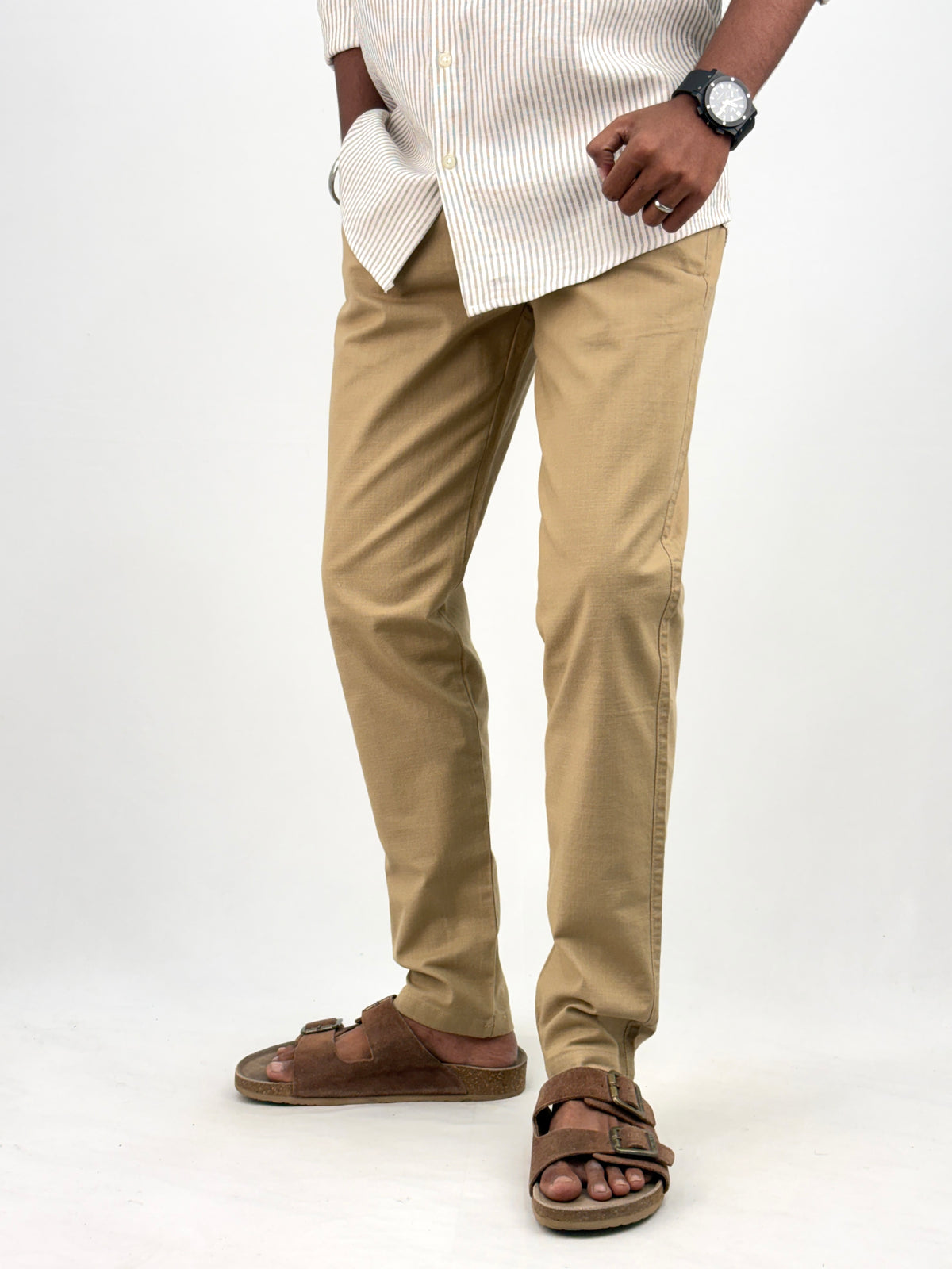 Khaki Slim Fit Linen Pant 2