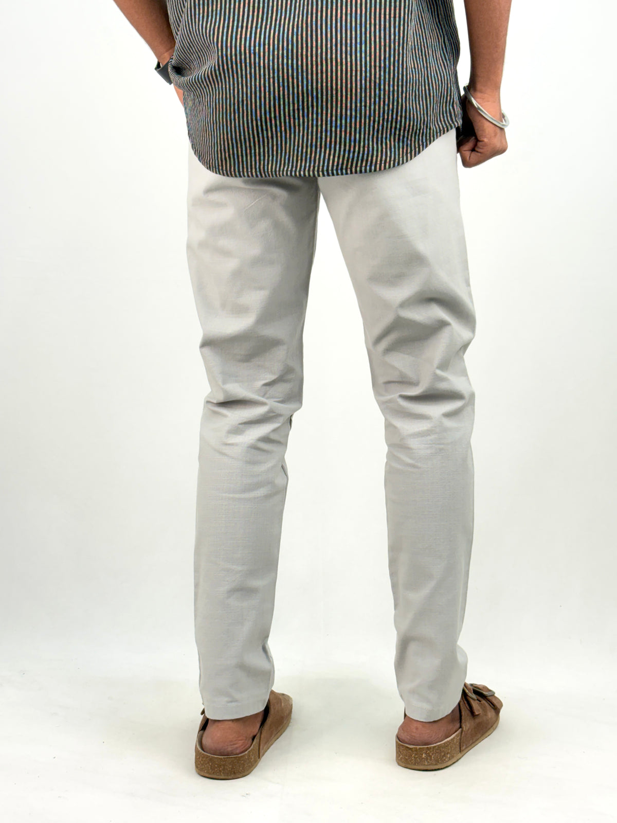 Light Grey Slim Fit Linen Pant 2