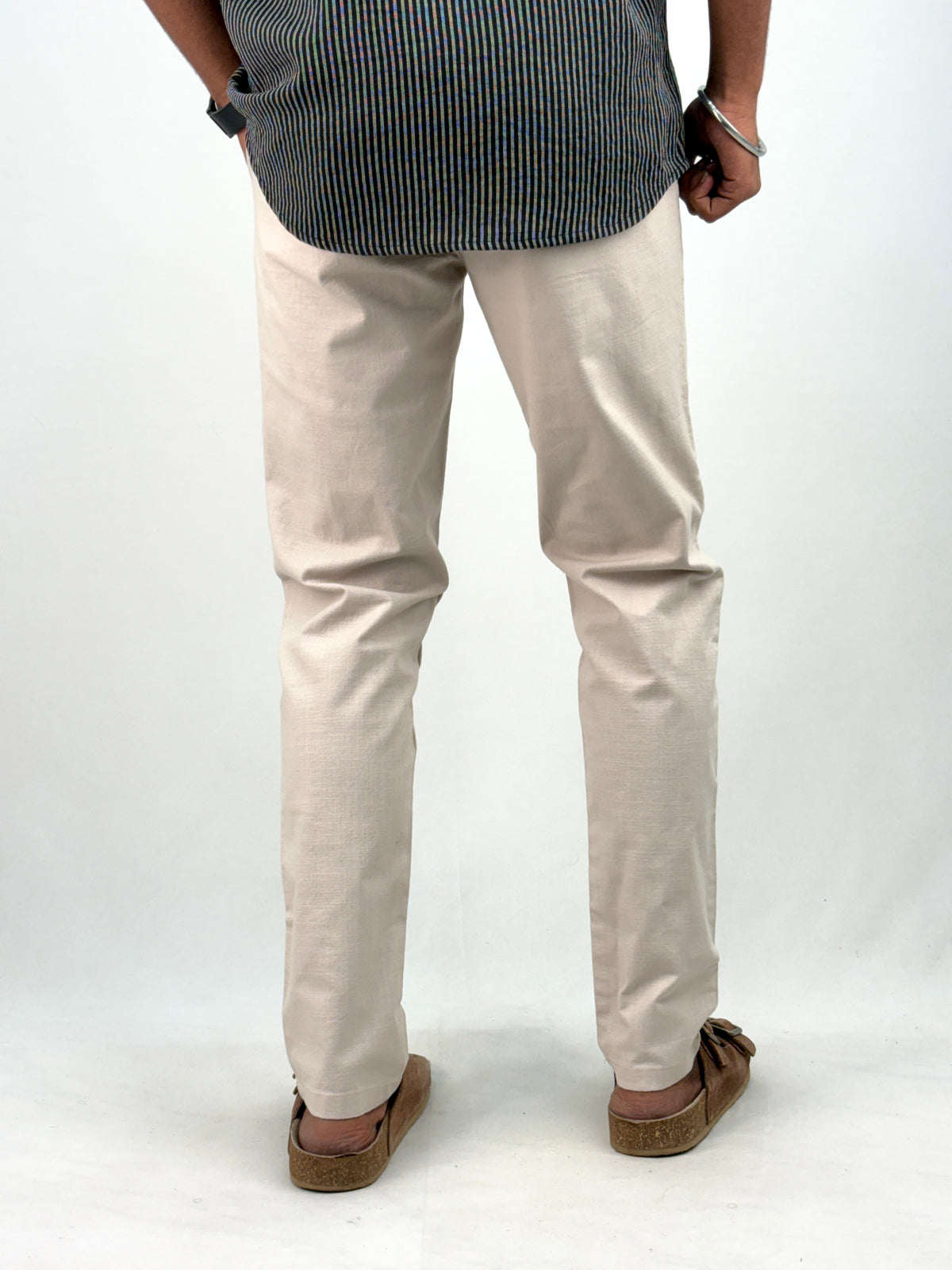 Beige Slim Fit Linen Pant 2