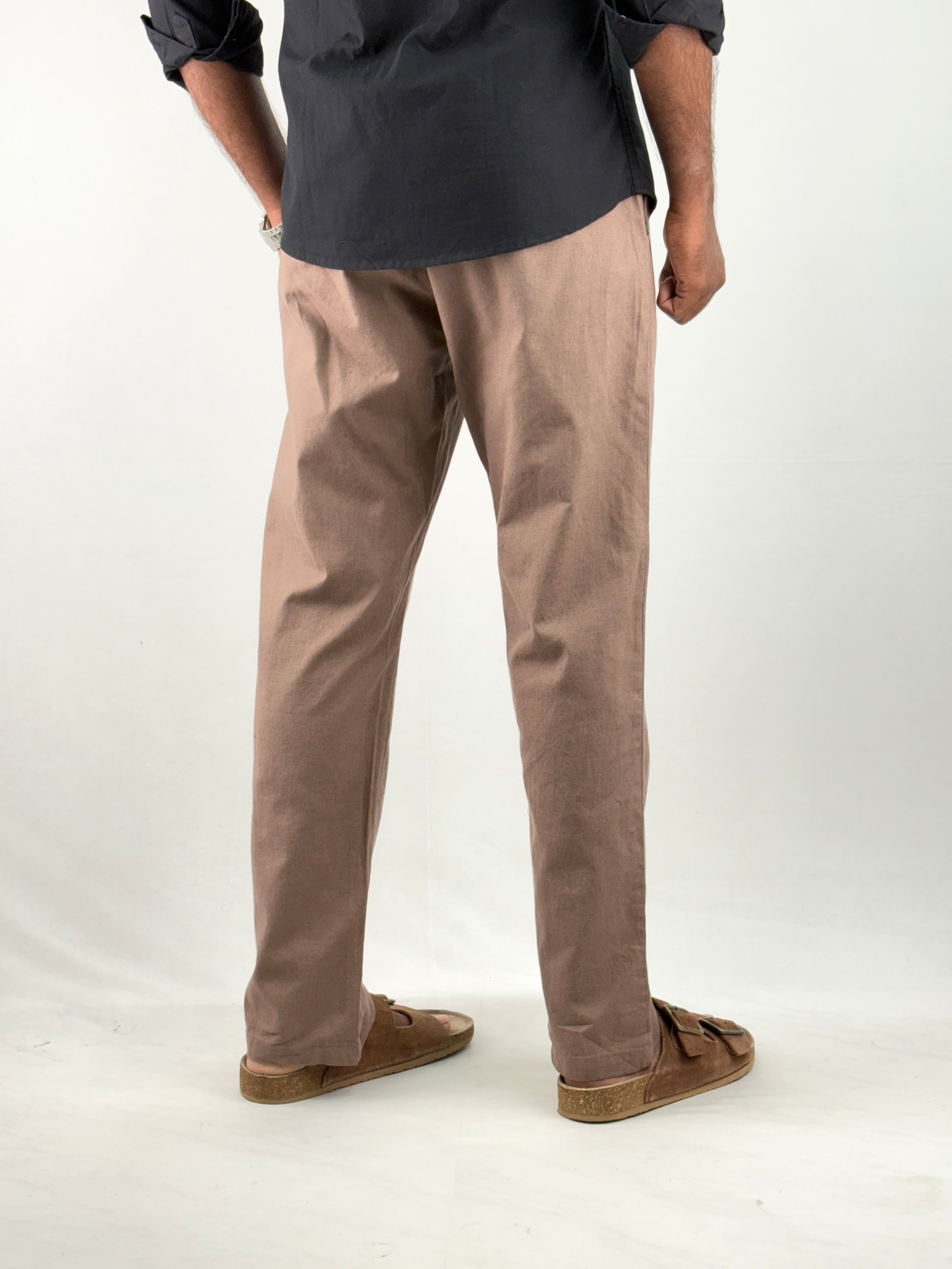 Light Brown Relaxed Fit Linen Pant 1