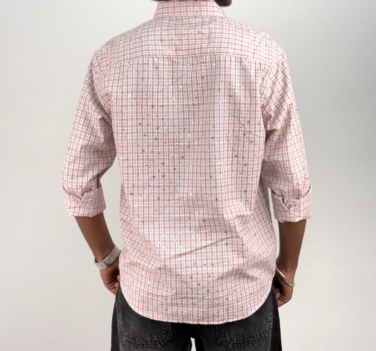 Peach Star Checks Shirt