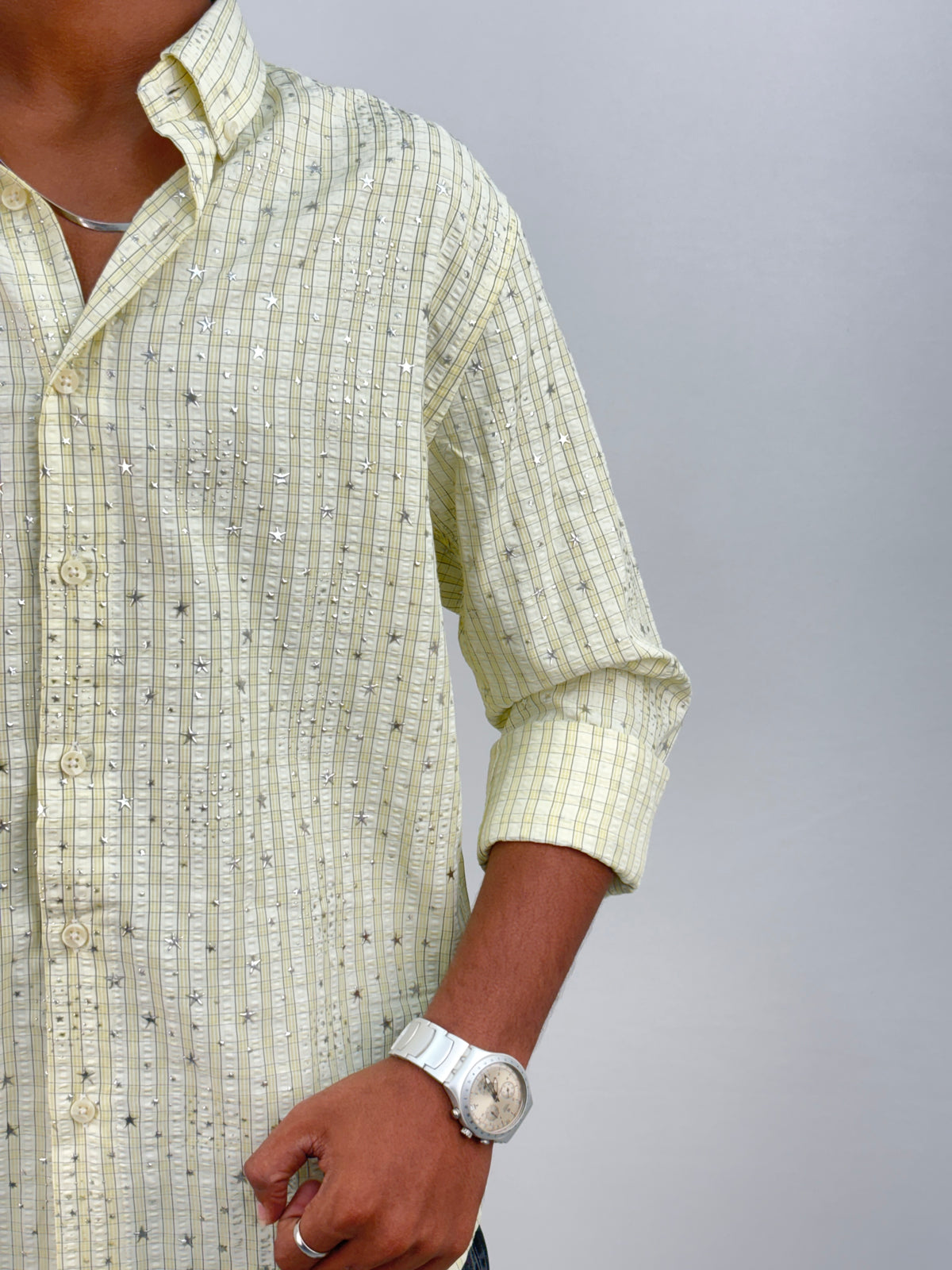 Light Yellow Star Checks Shirt