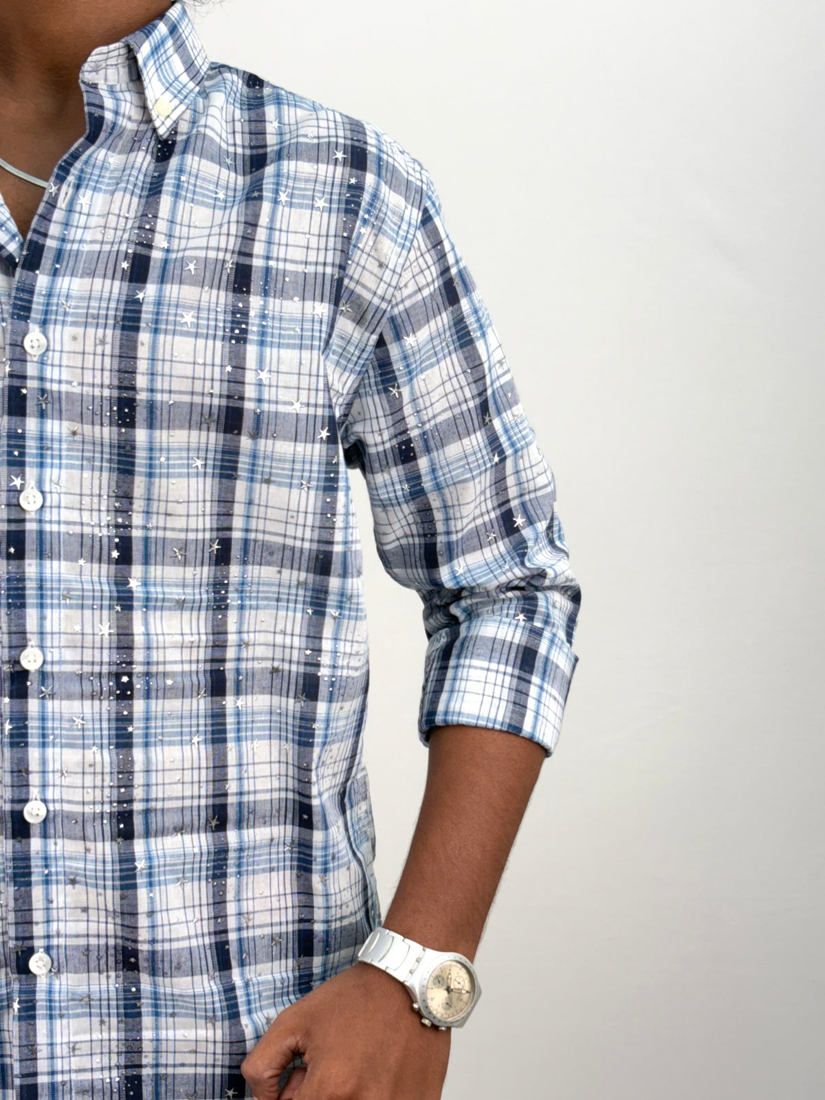 Navy Star Checks Shirt