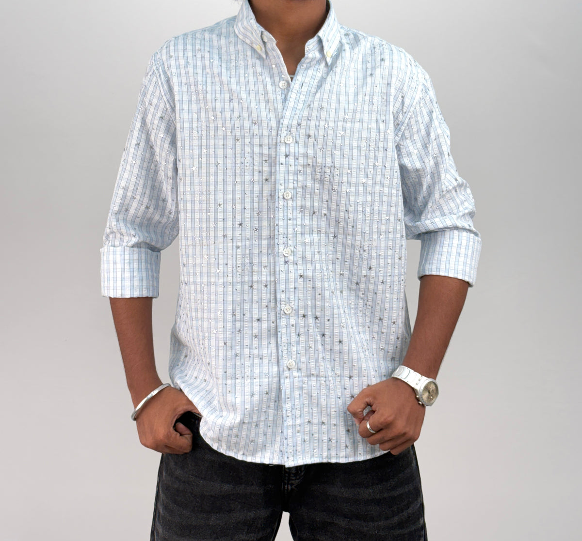 Light Blue Star Checks Shirt