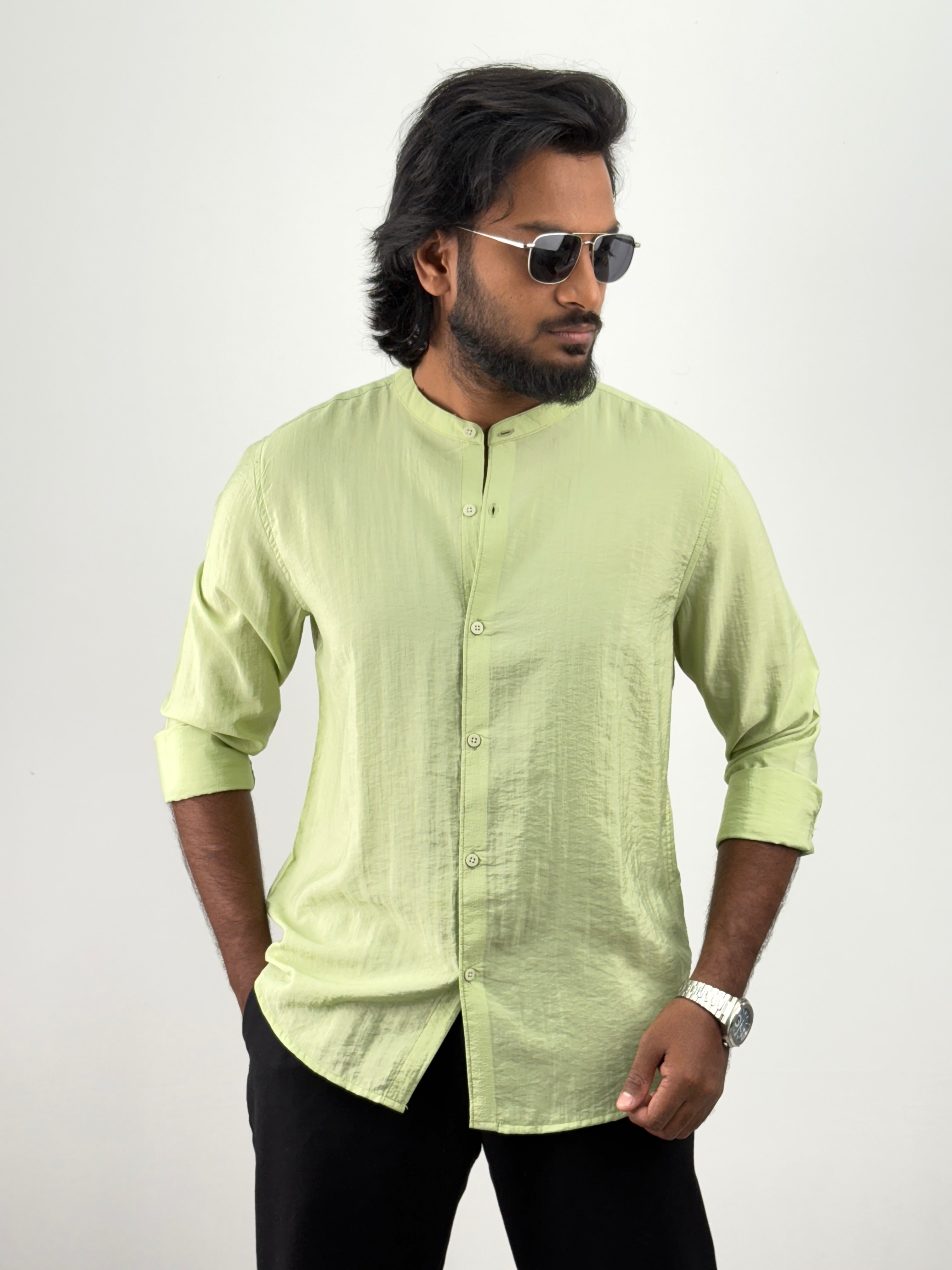 Light Green IMP Mandarin Collar Shirts