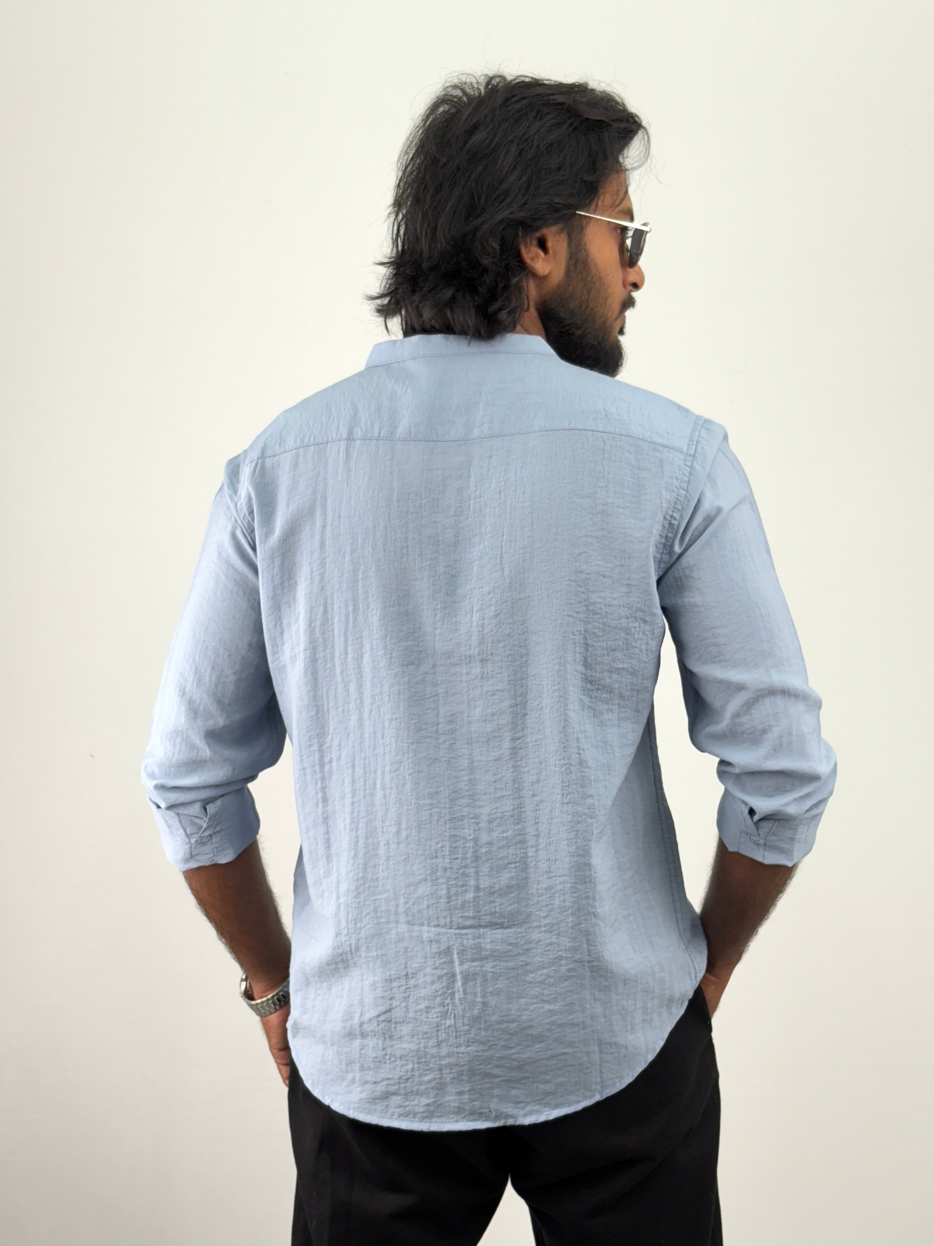 Blue IMP Mandarin Collar Shirts
