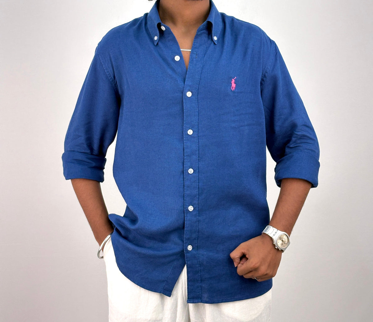 Royal Blue Linen Shirt