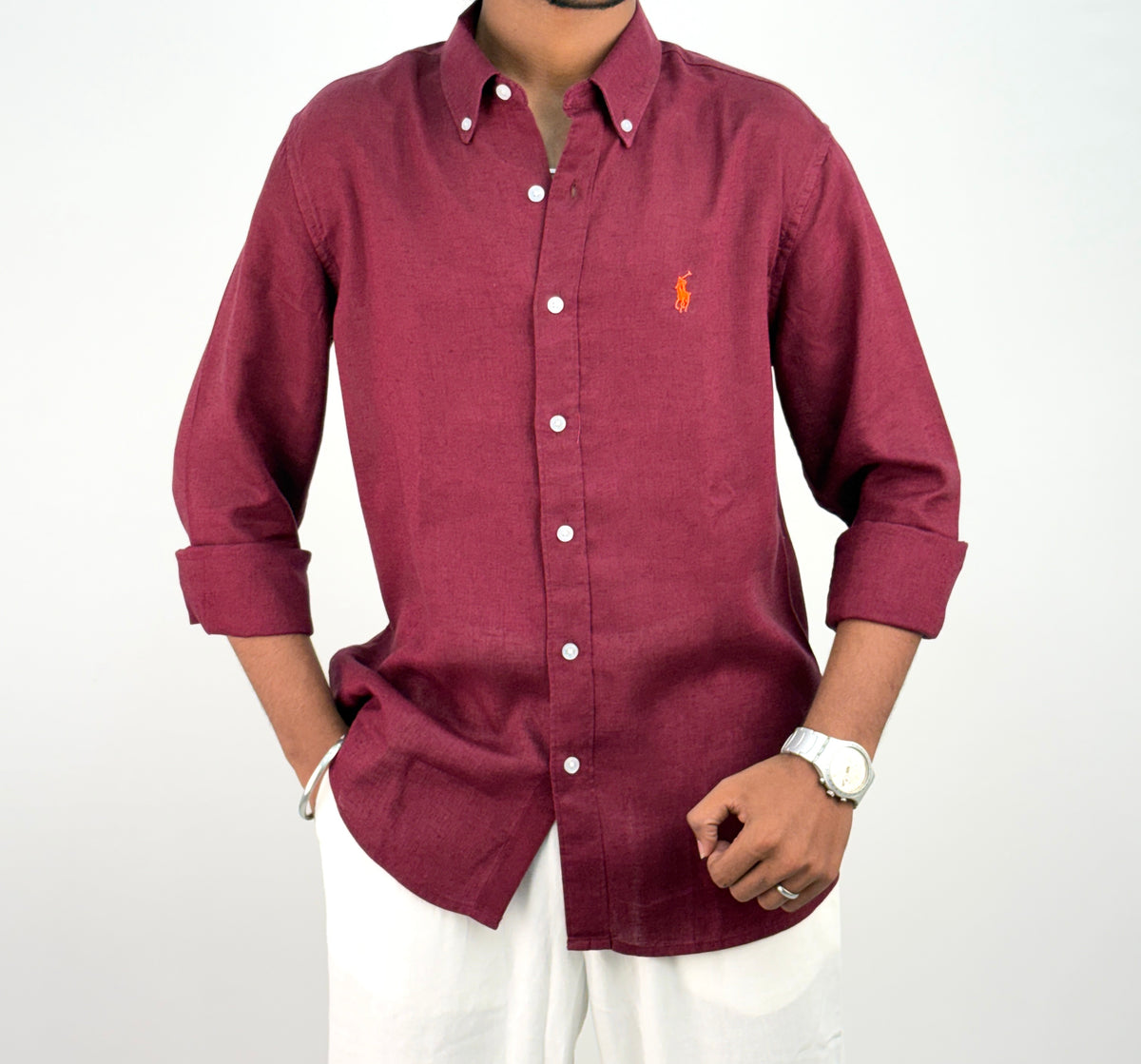 Maroon Linen Shirt
