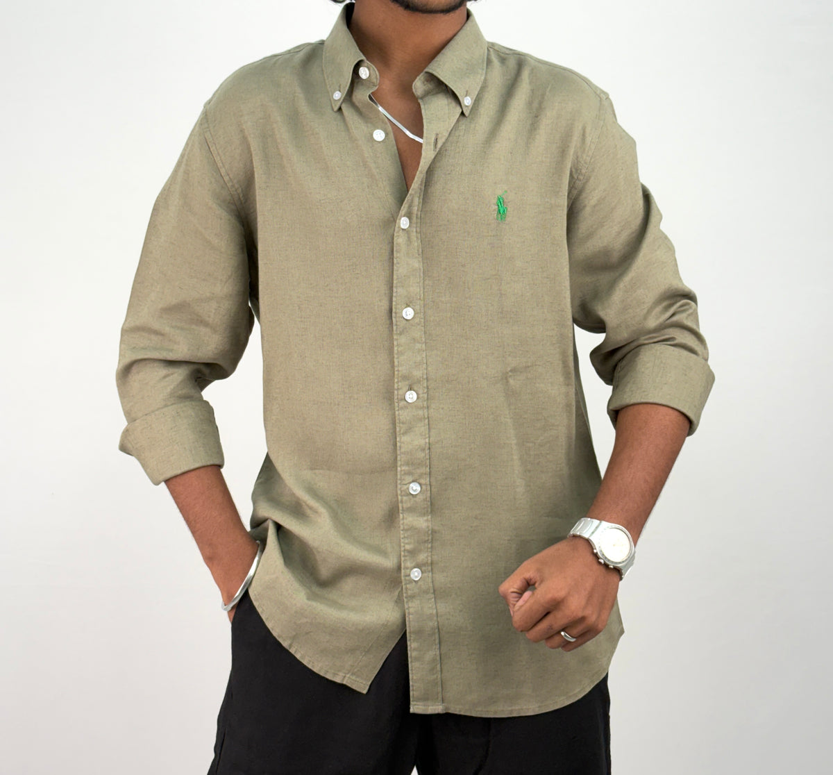 Olive Linen Shirt