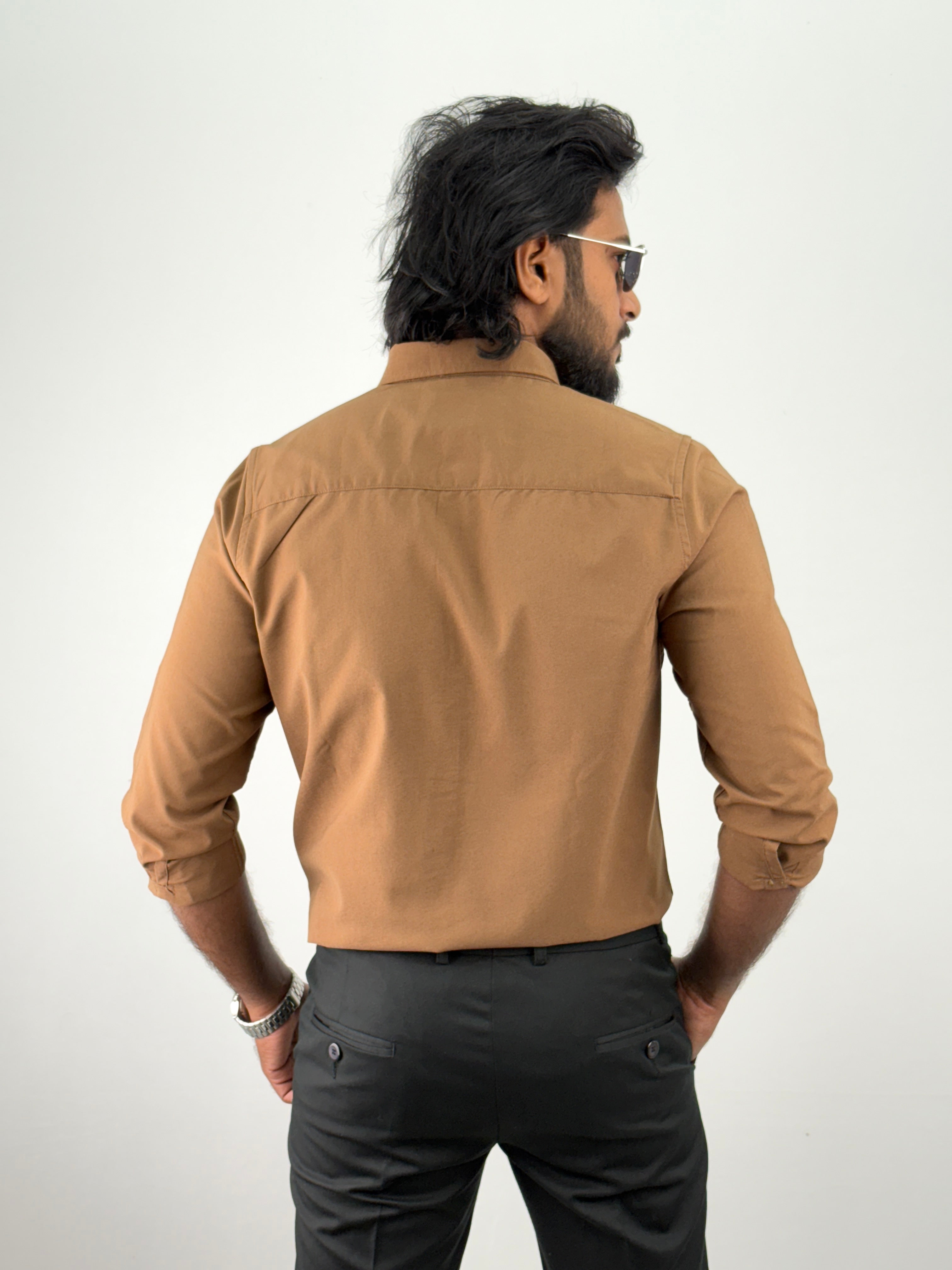 Brown Plain Oxford Shirt 1