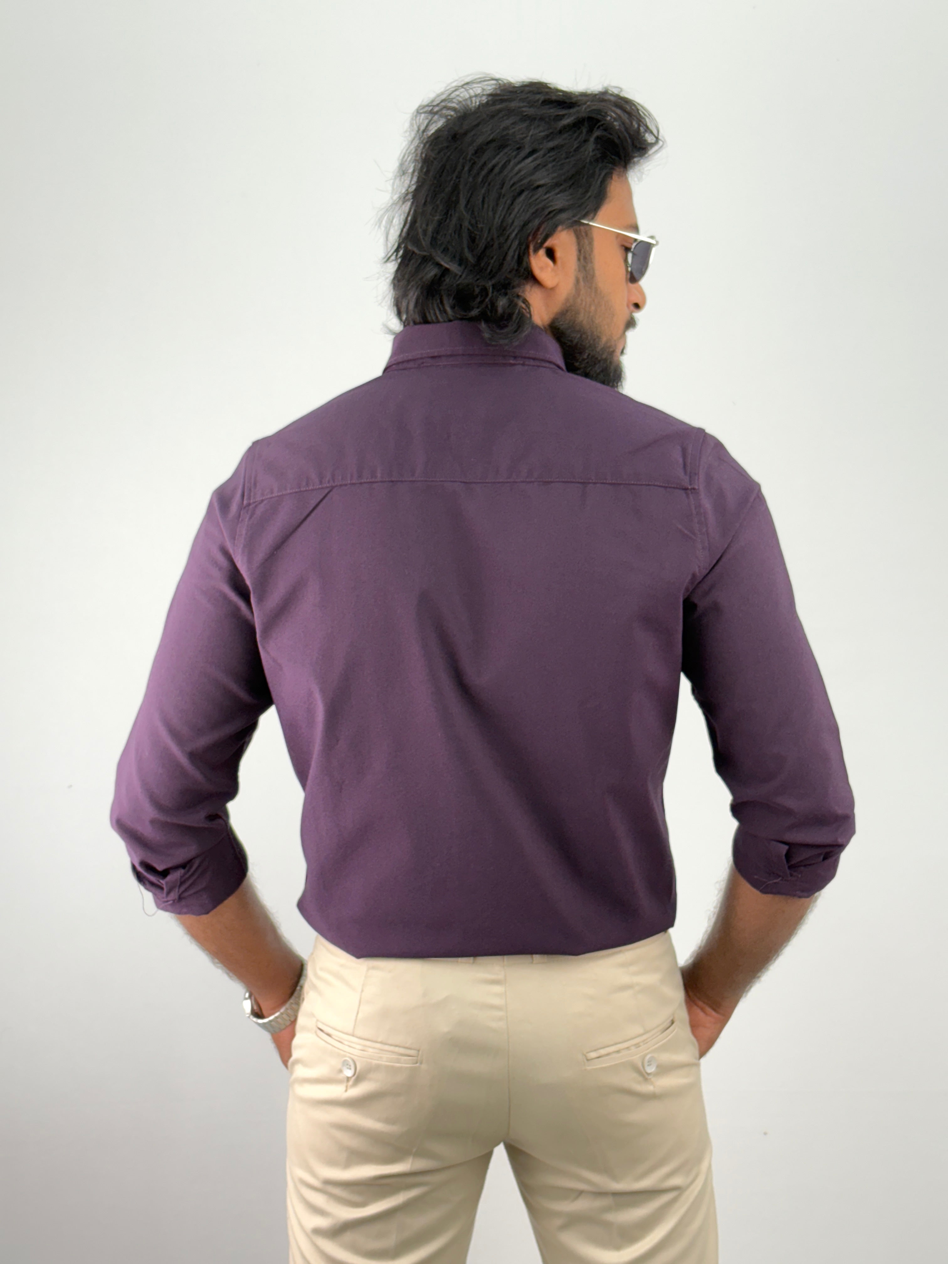 Wine Plain Oxford Shirt 1