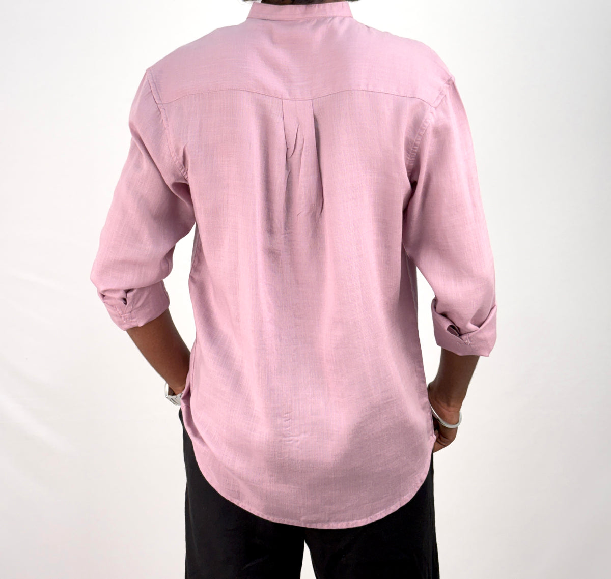 Lavender Mandarin Collar Linen Shirt