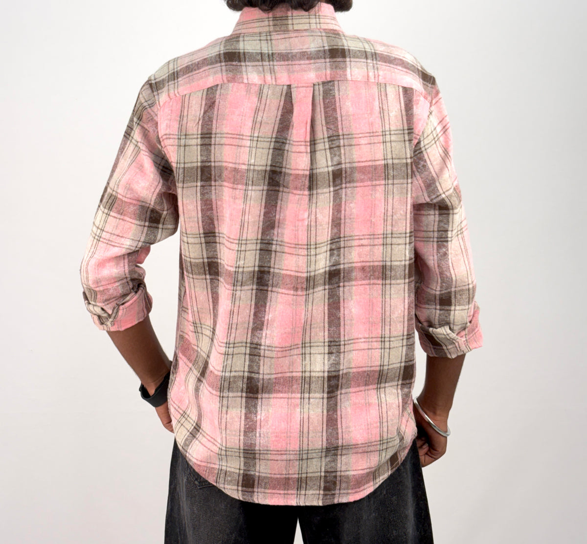 Pink Acid Wash Flannel Shirt