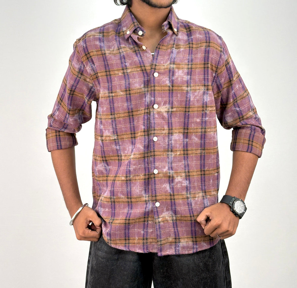 Lavender Acid Wash Flannel Shirt