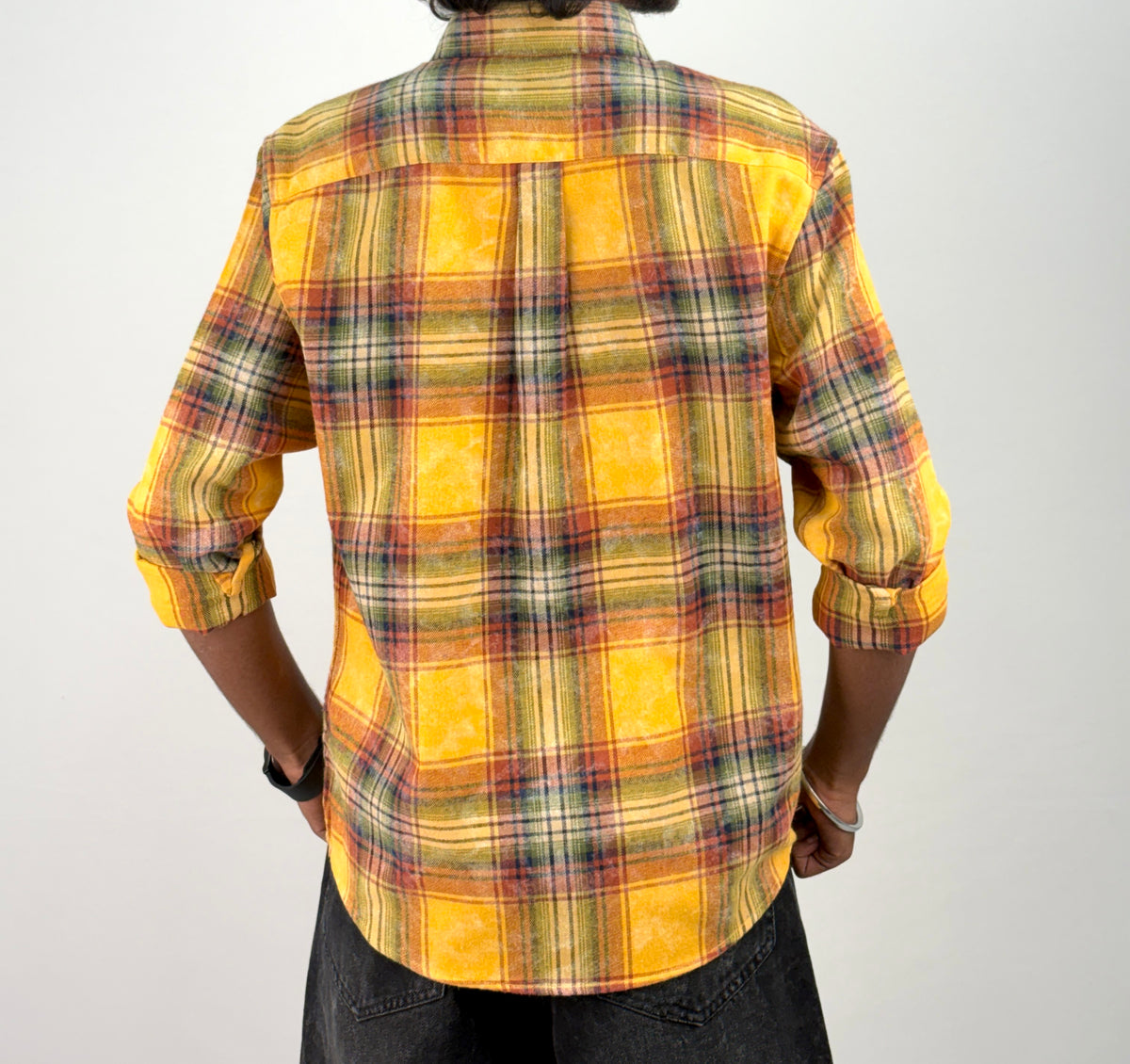 Yellow  Acid Wash Flannel Shirt
