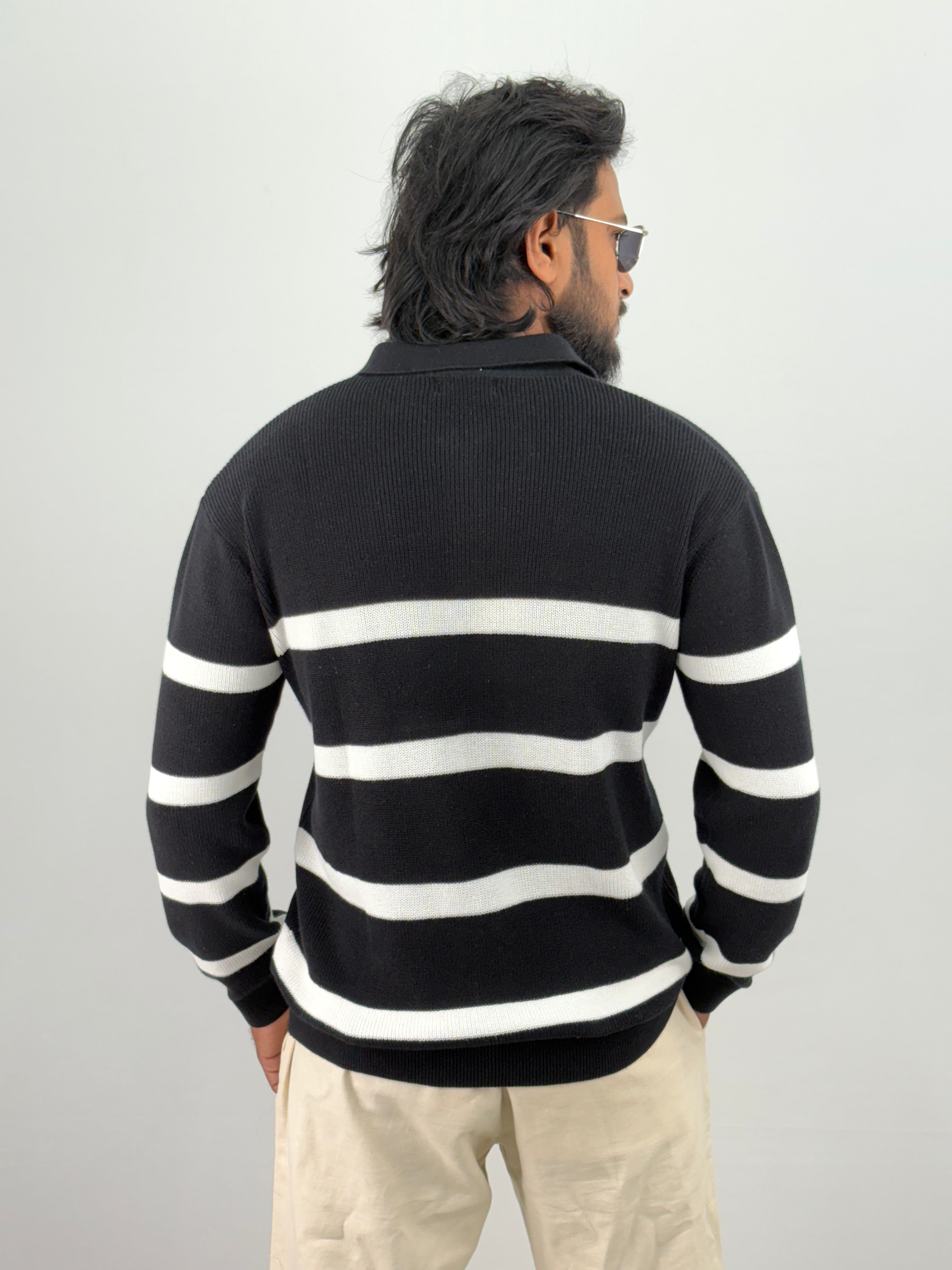 Black Full Sleeve Zipper T-Shirt