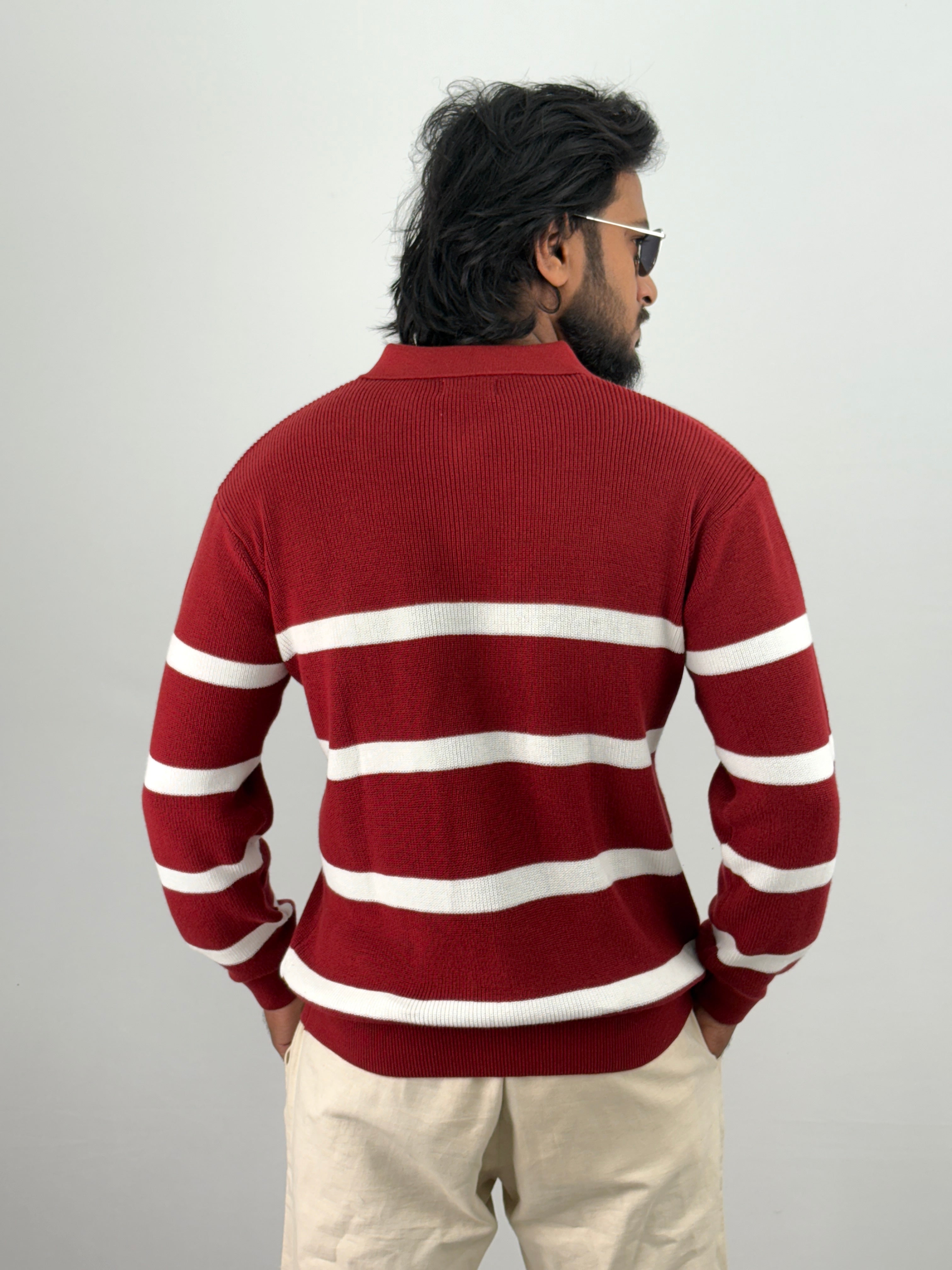 Red Full Sleeve Zipper T-Shirt