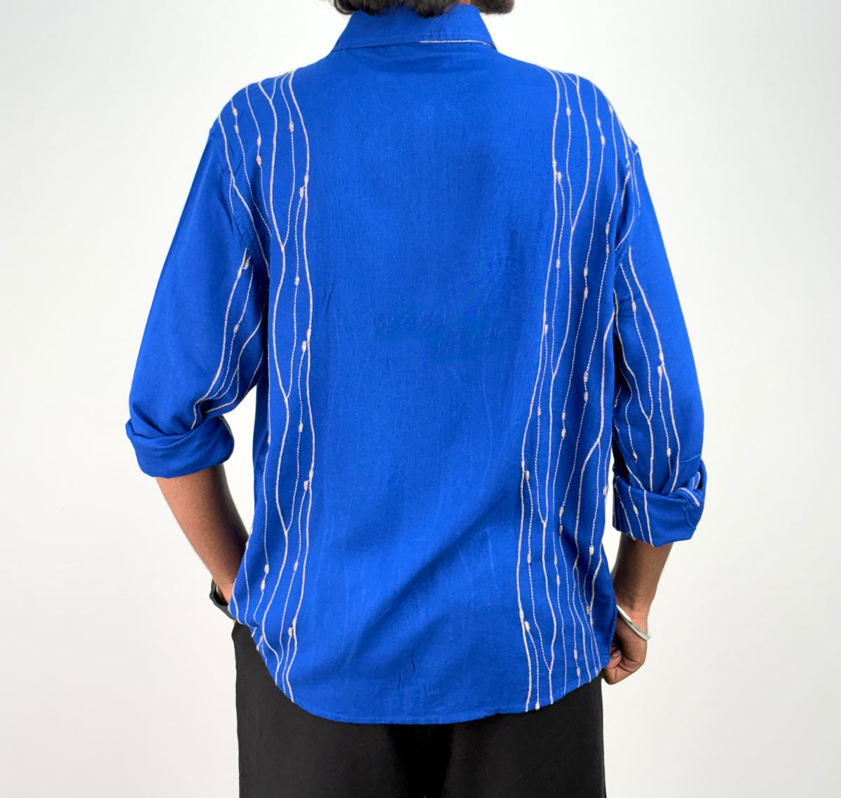 Royal Blue Linen Embroidery Shirt