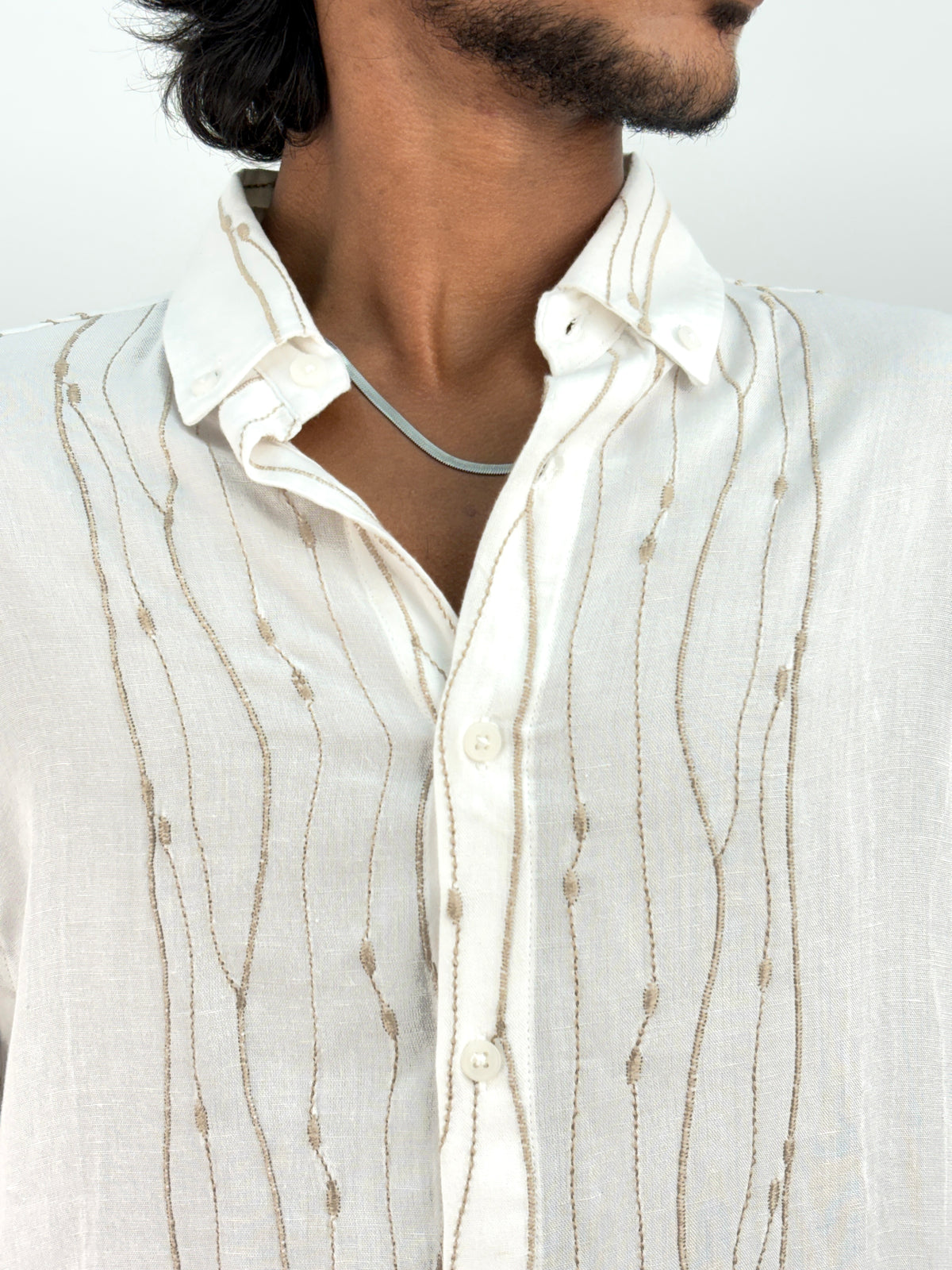 White Linen Embroidery Shirt