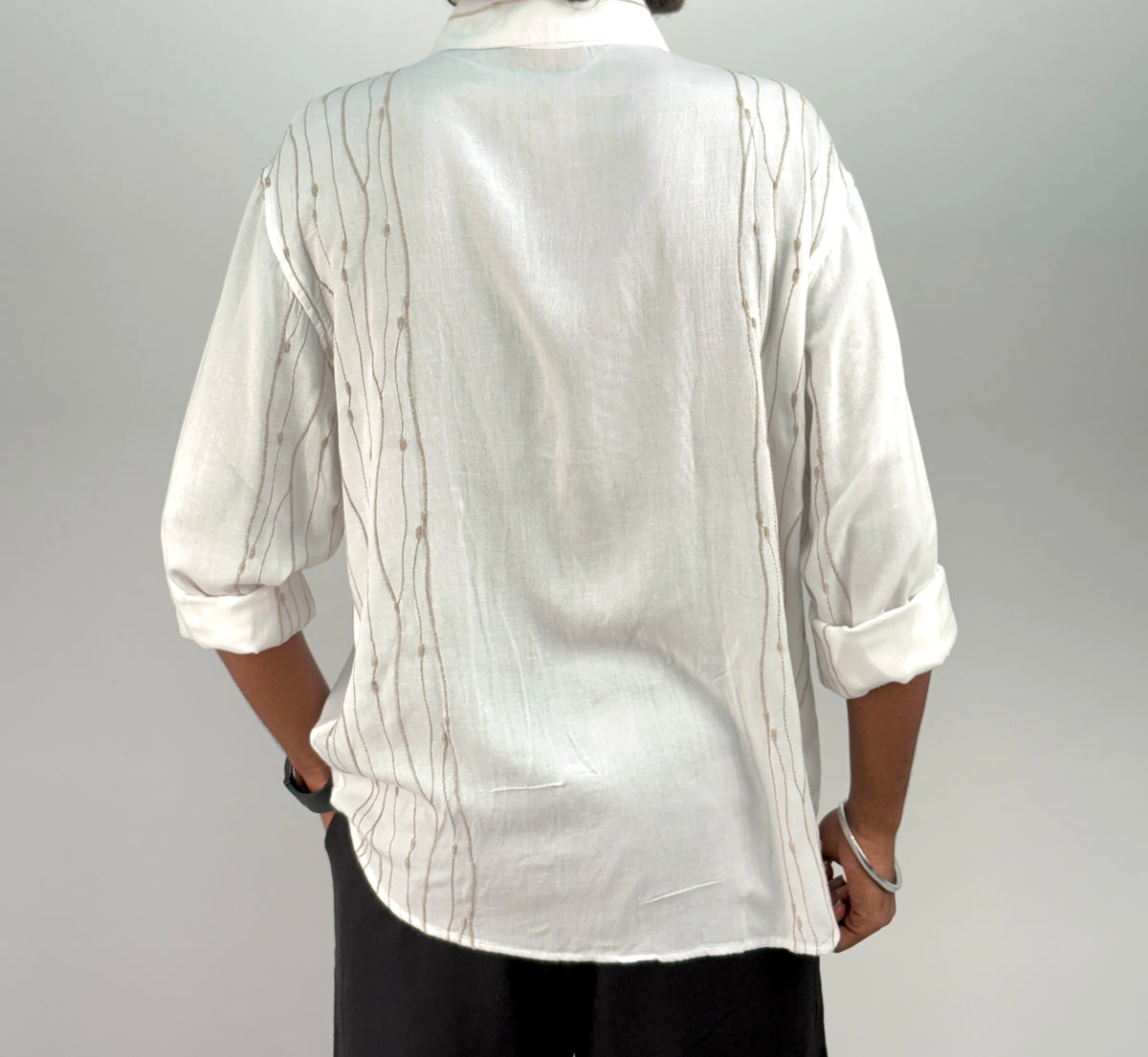 White Linen Embroidery Shirt