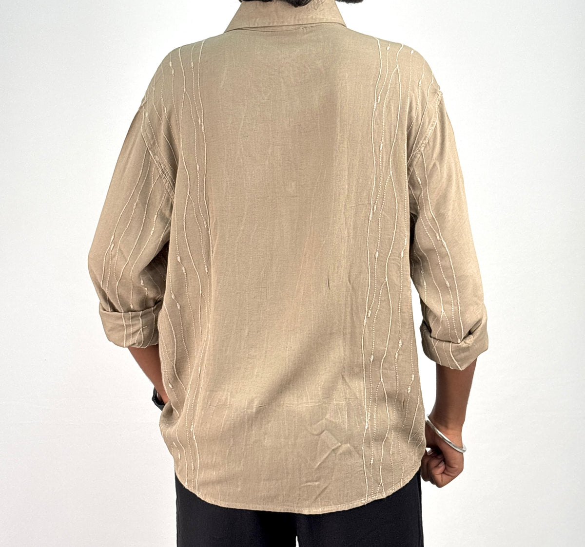 Olive Linen Embroidery Shirt