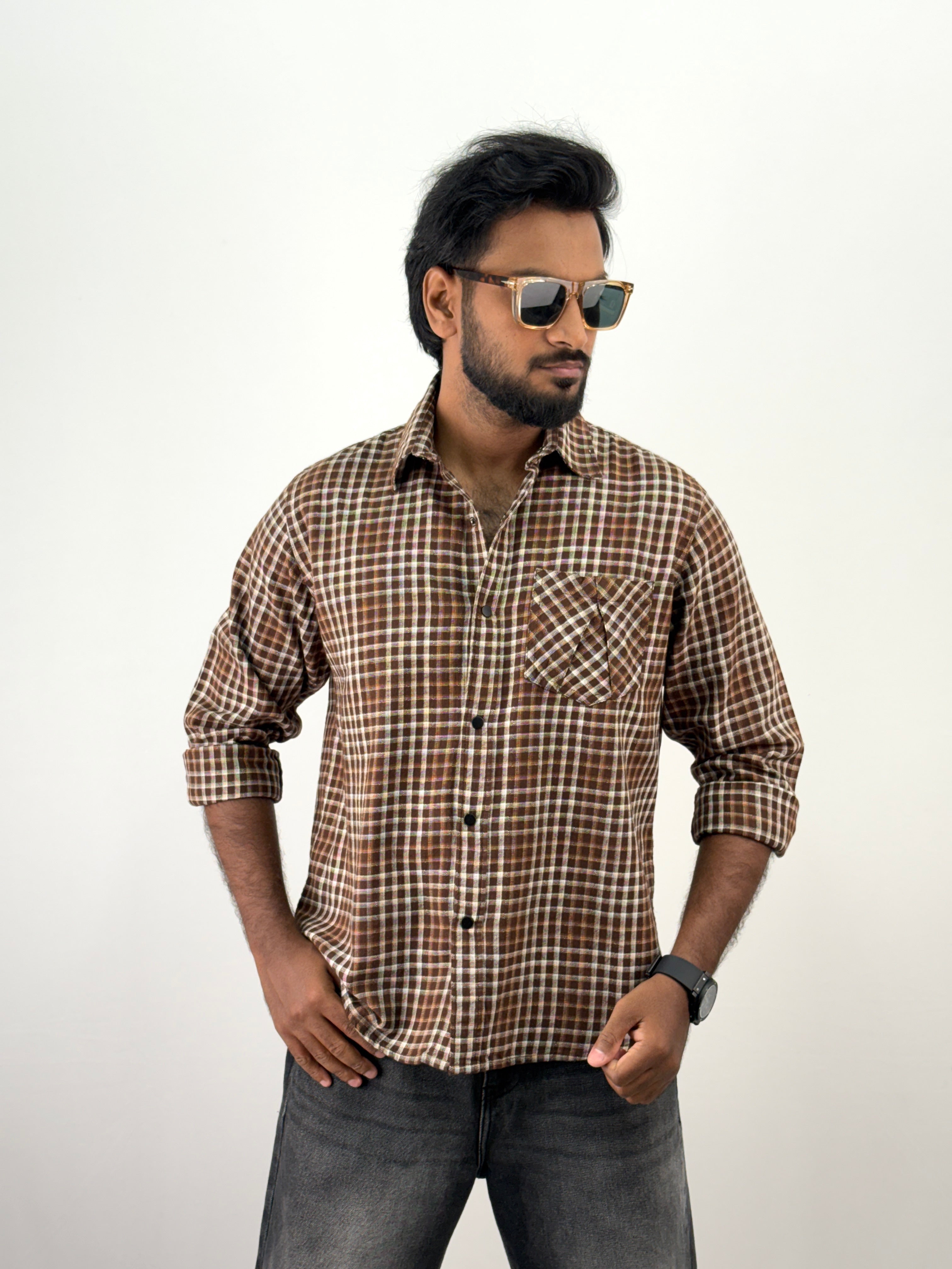 Brown Relaxed Fit Flannel Shirt
