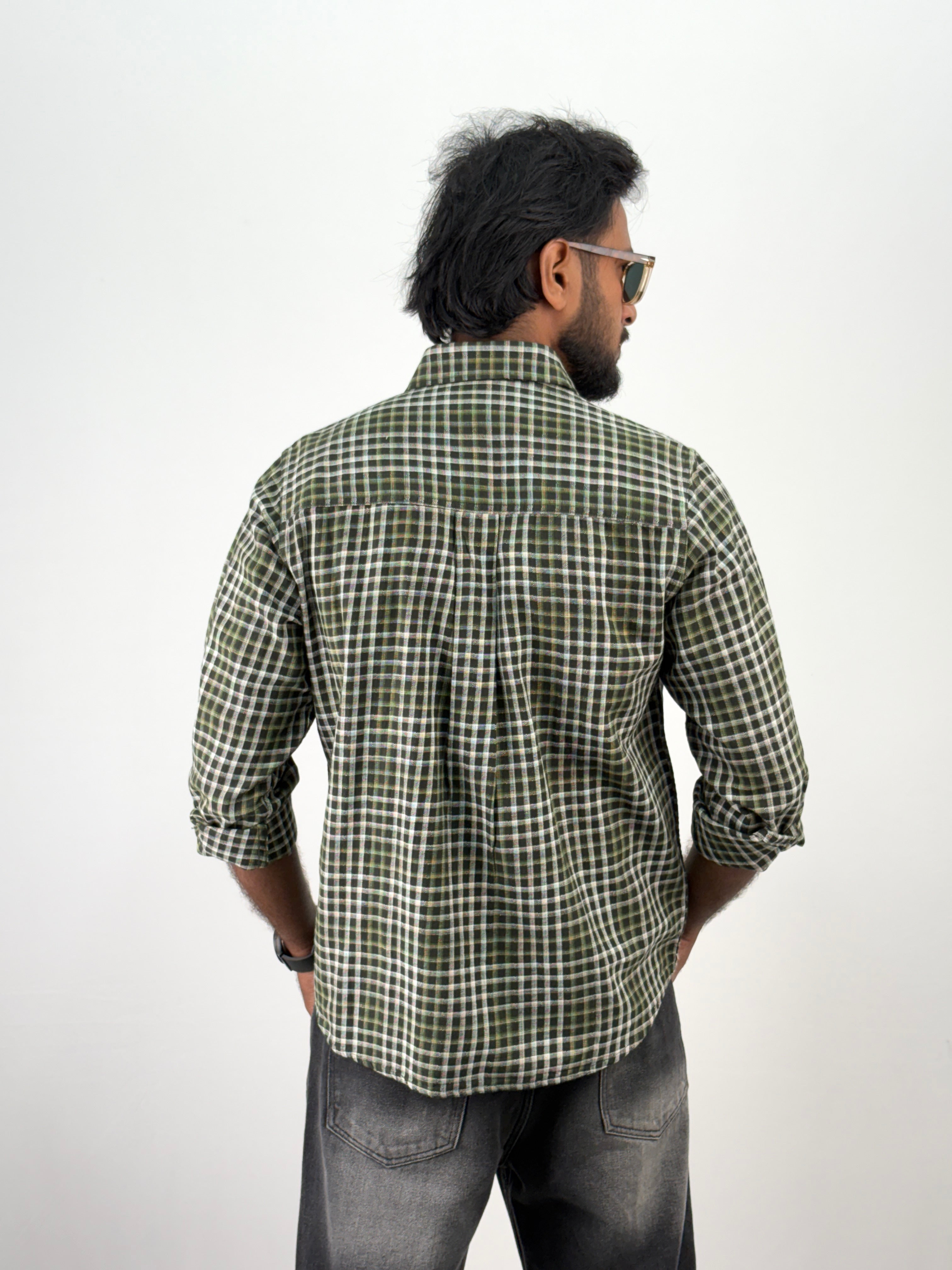 Green Relaxed Fit Flannel Shirt