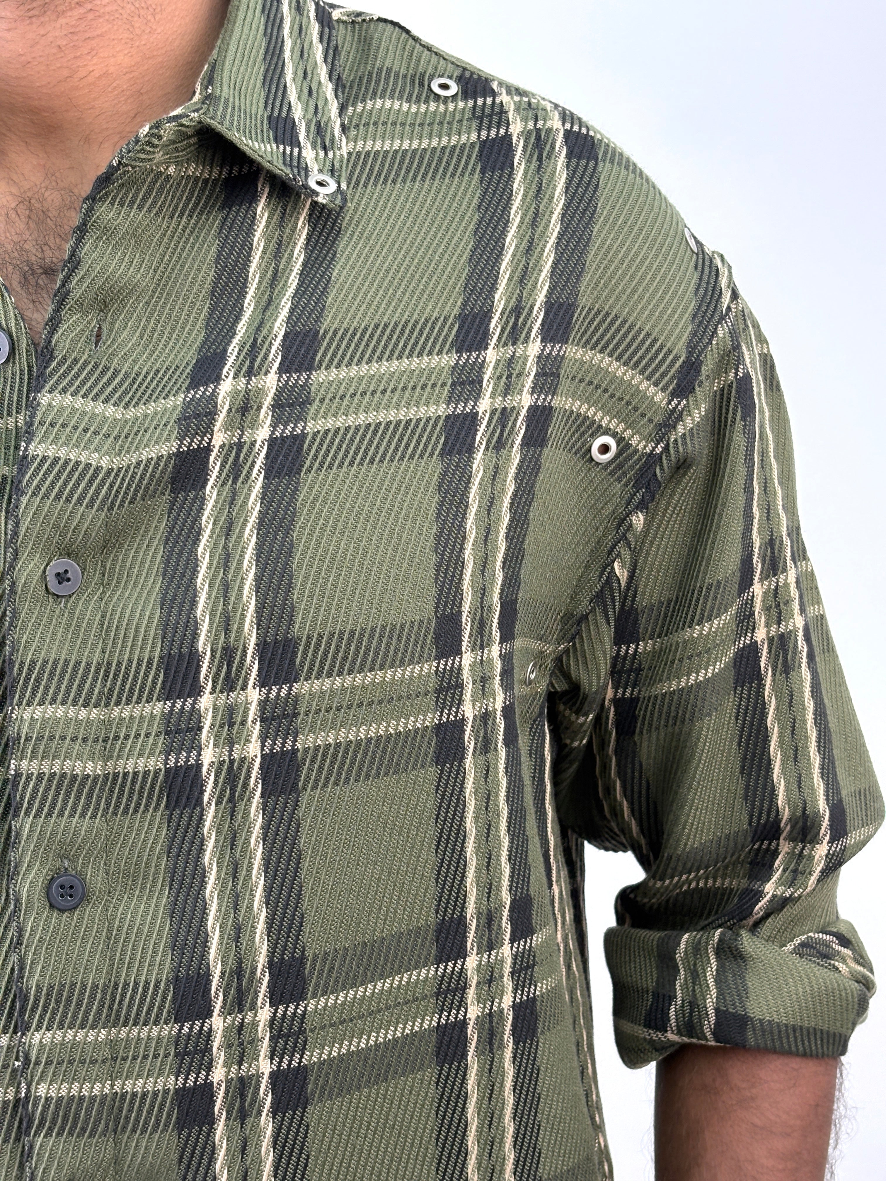Green Relaxed Fit Flannel Shirt