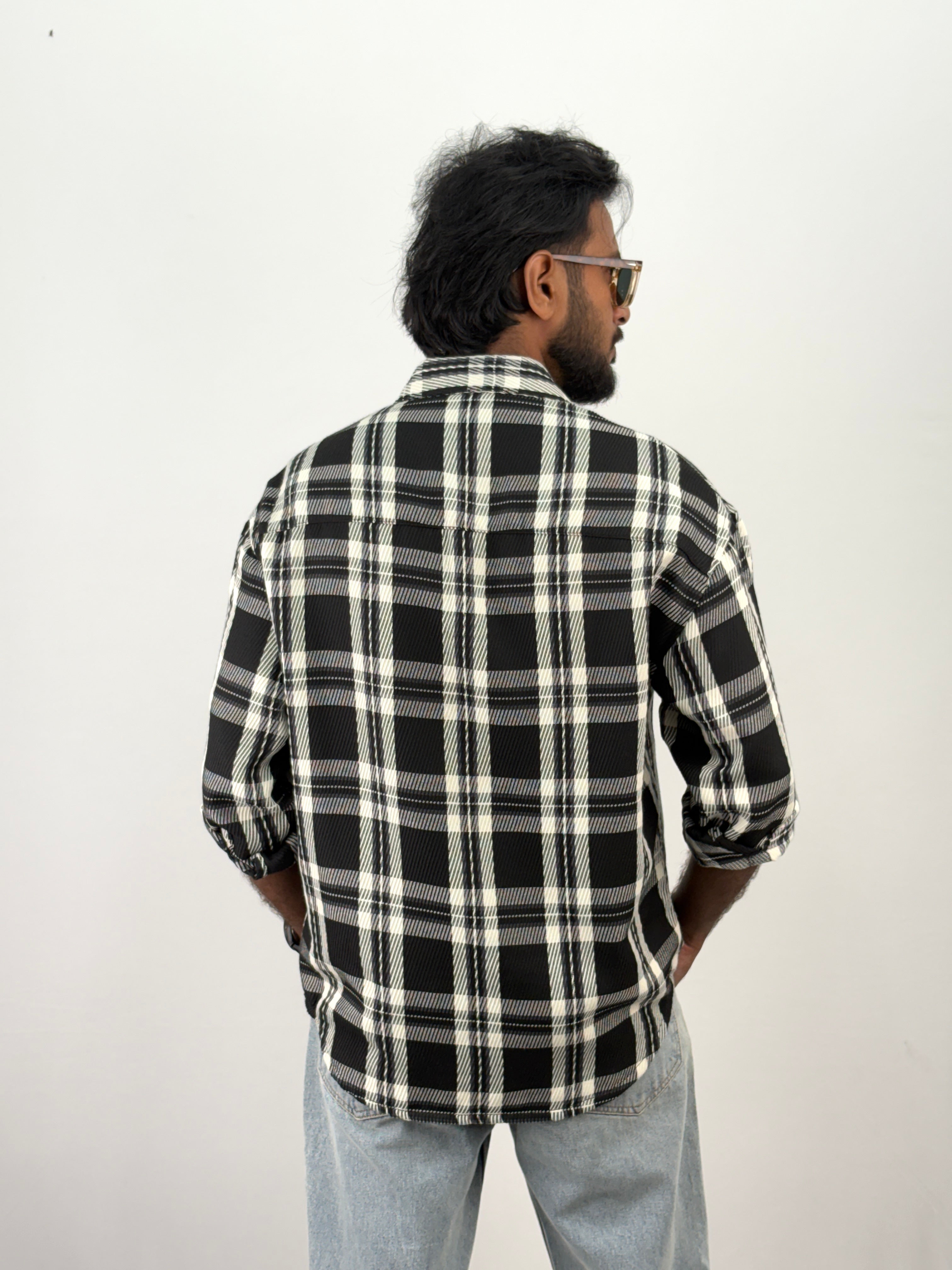 Black Relaxed Fit Flannel Shirt
