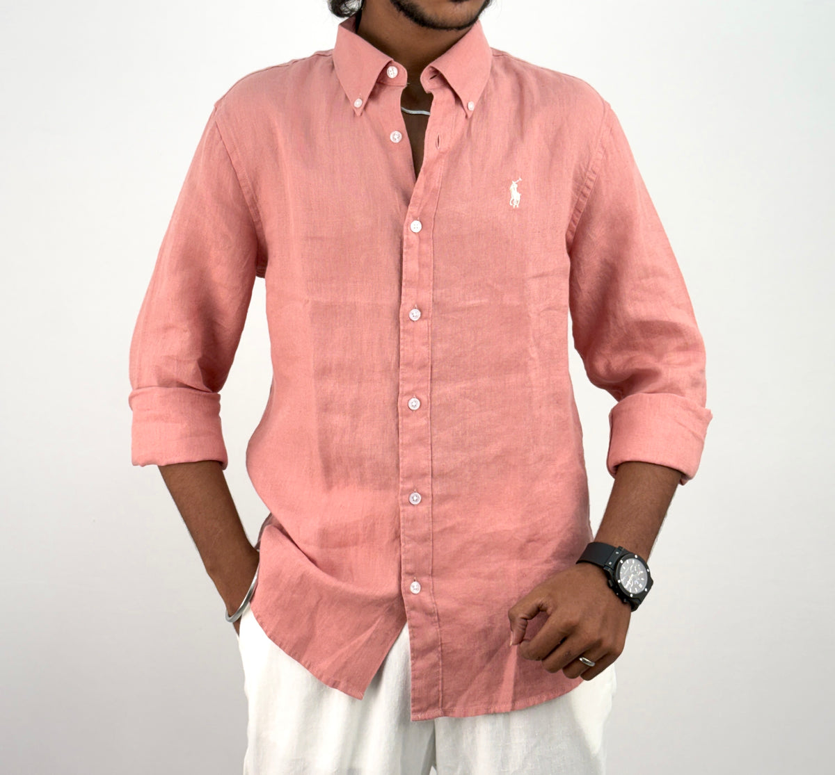 Peach Pure Linen Shirt 1