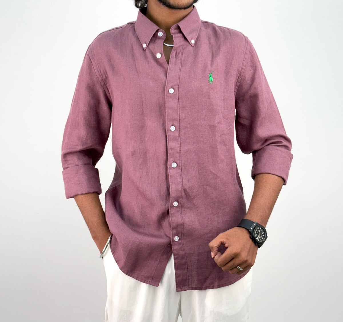 Burgundy Pure Linen Shirt 1