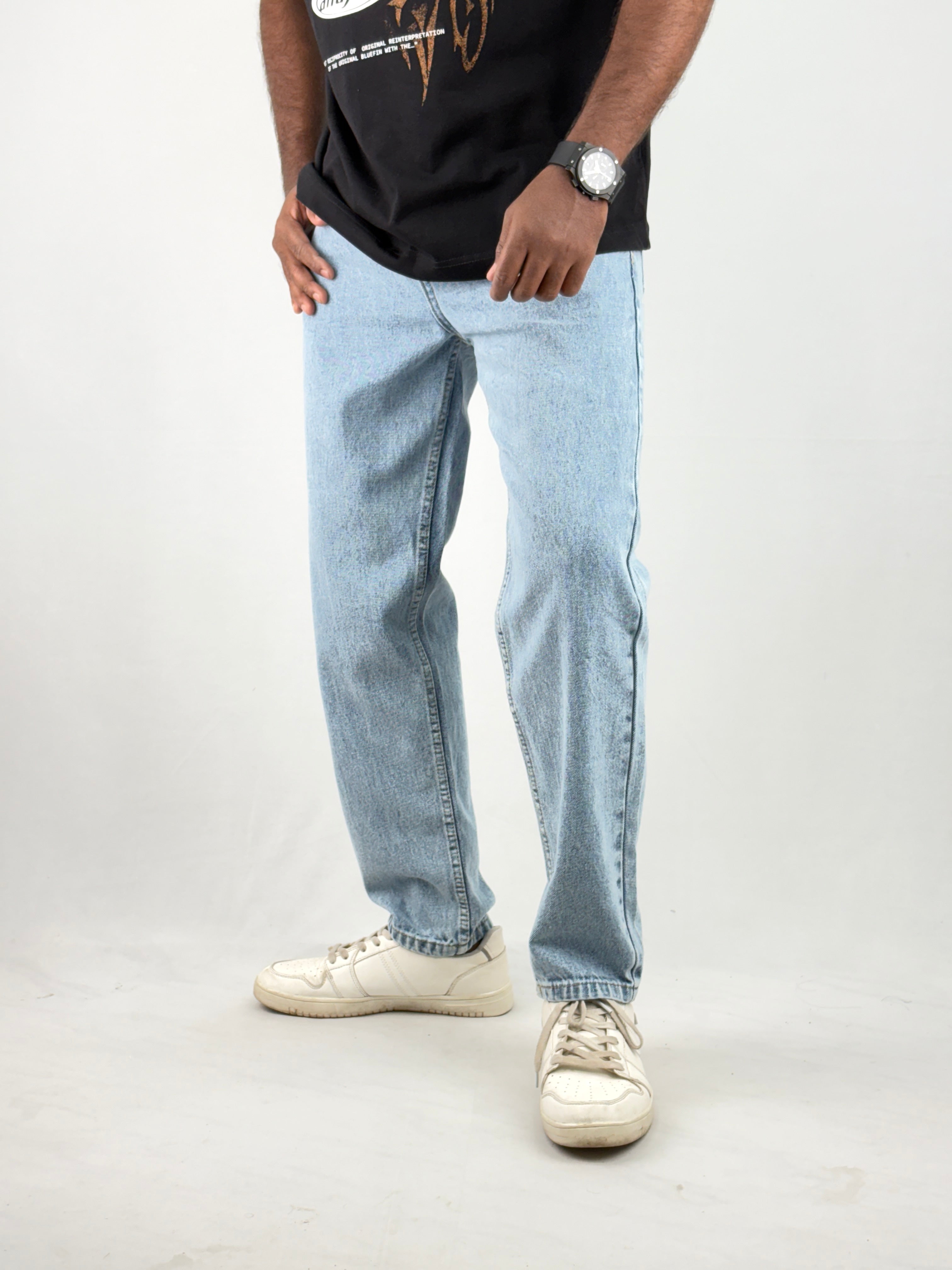 Ice Blue Acid Wash Semi Baggy Jean