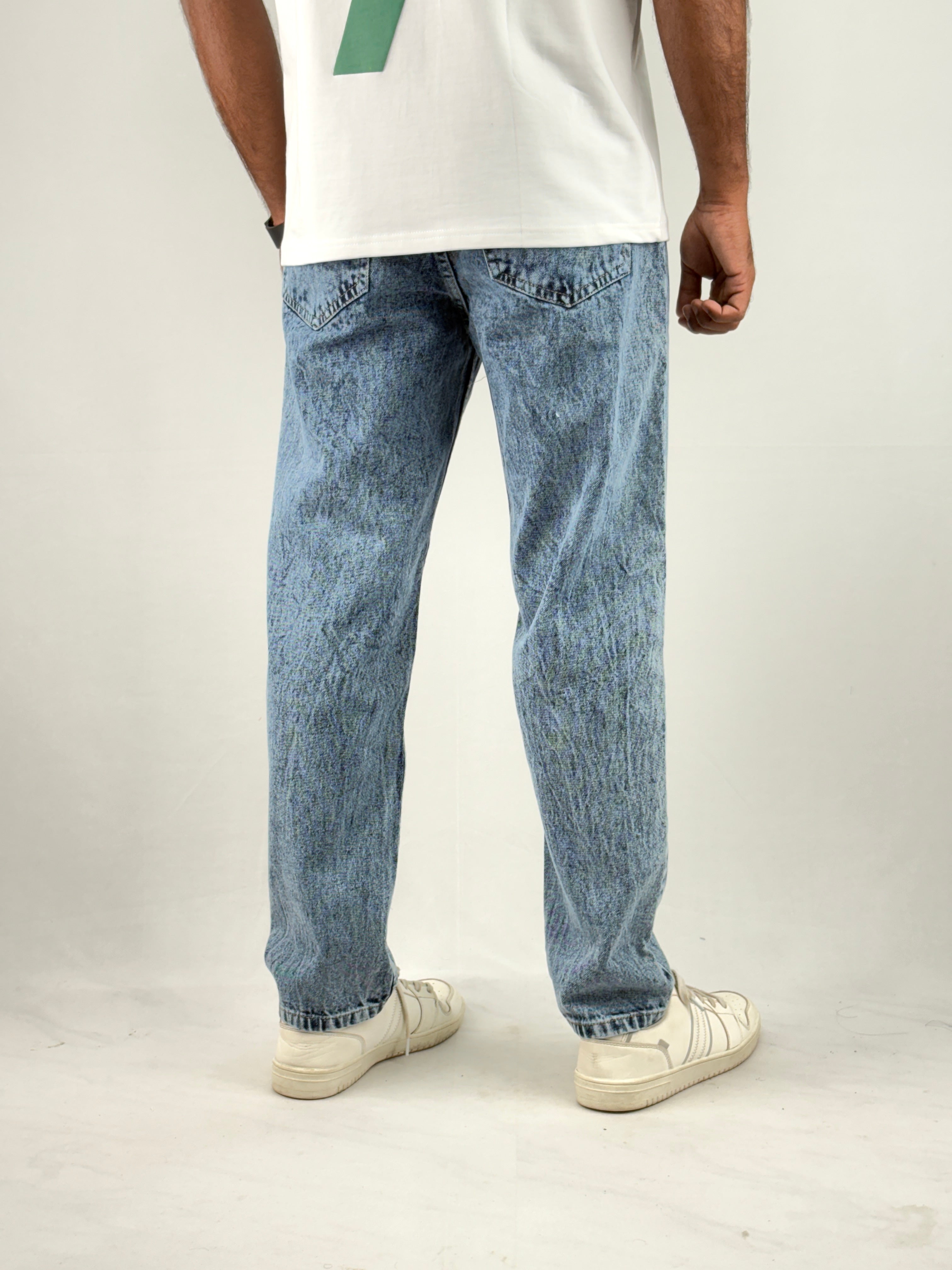Blue Acid Wash Semi Baggy Jean