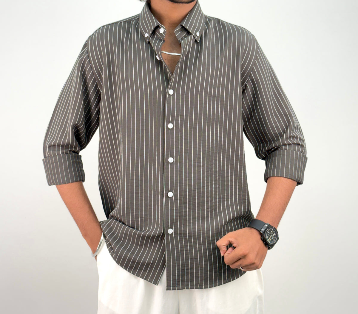 Dark Green IMP Stripe Shirt 1