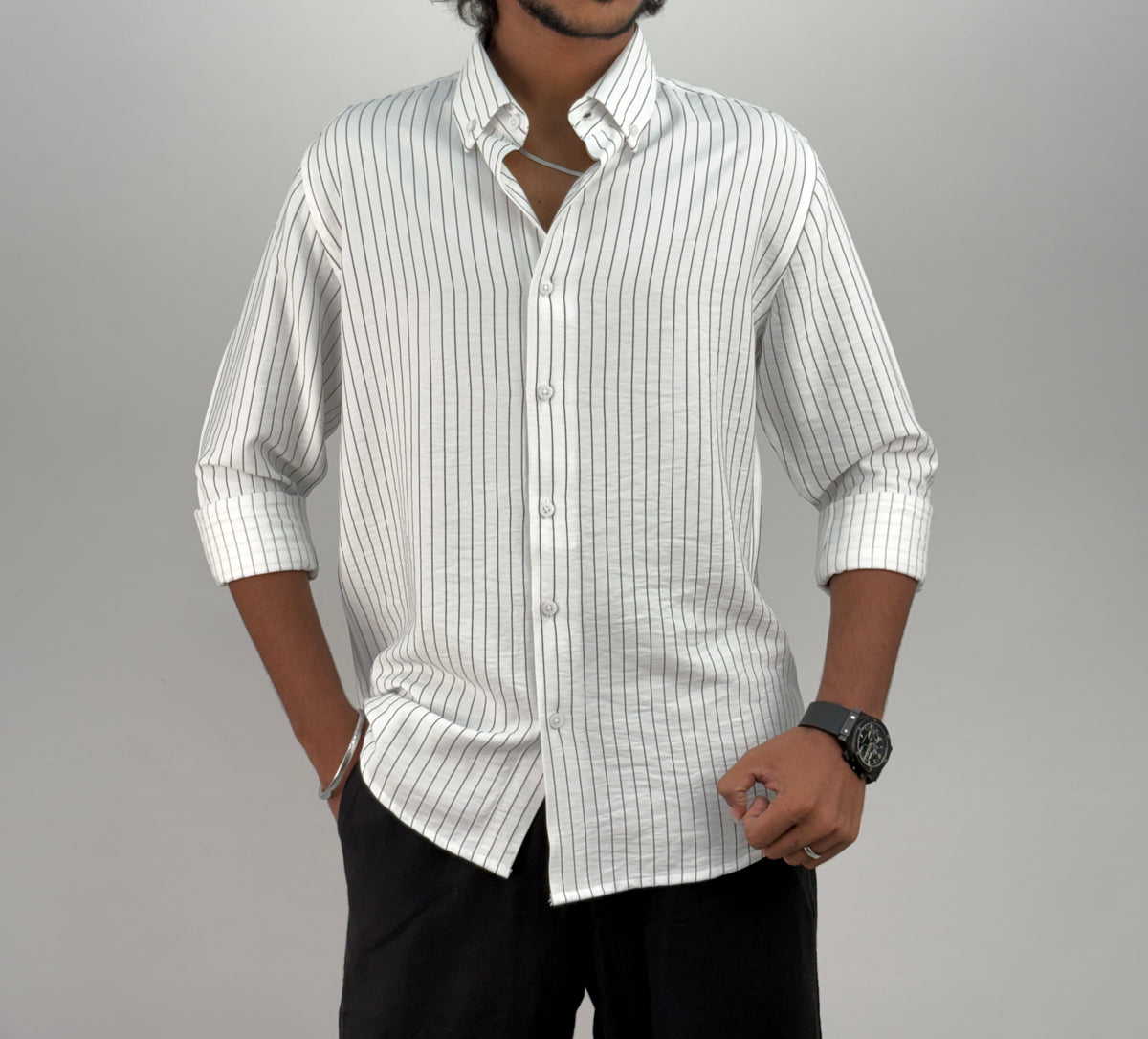 White IMP Stripe Shirt 1