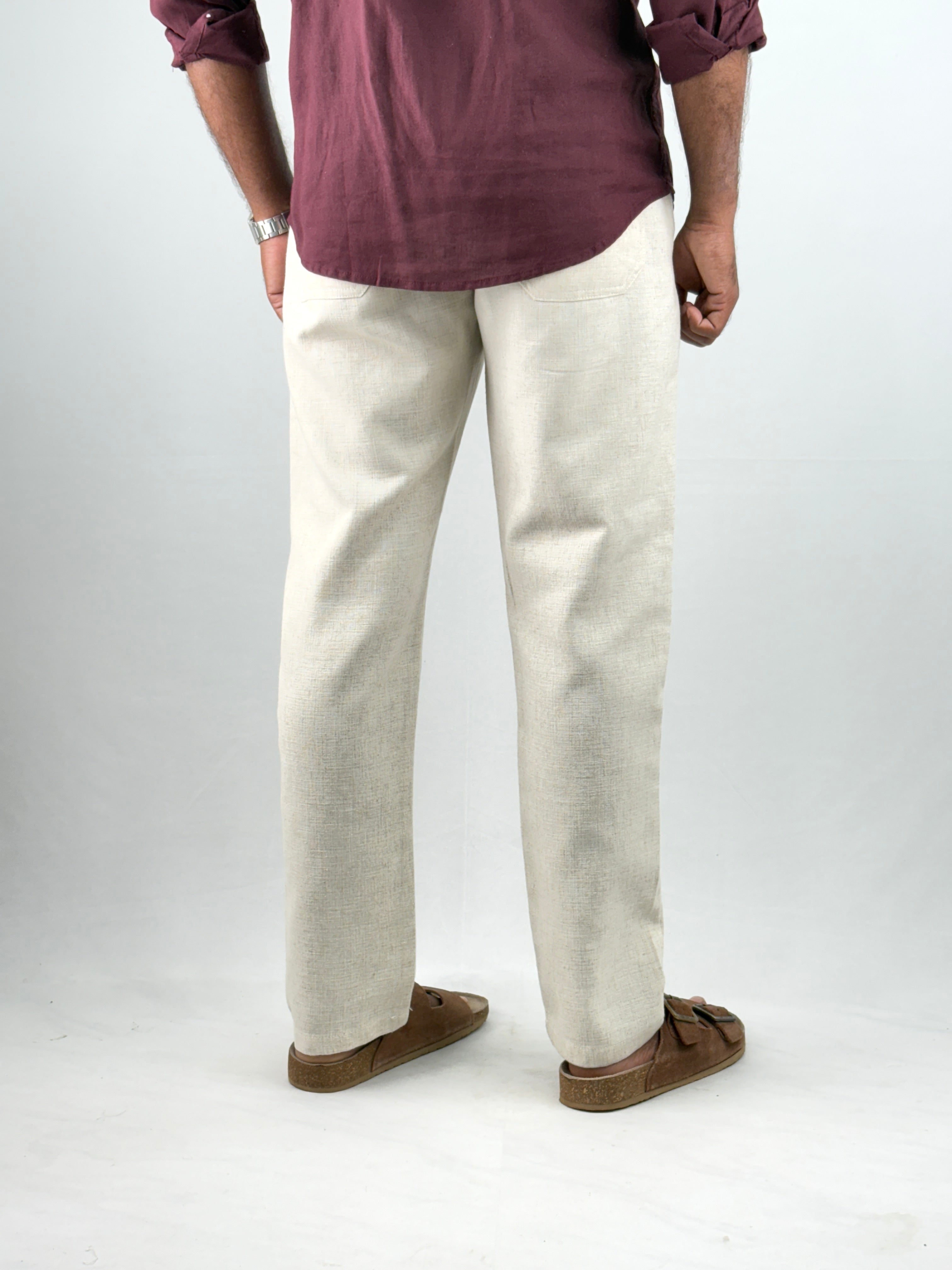 Beige Linen Trouser