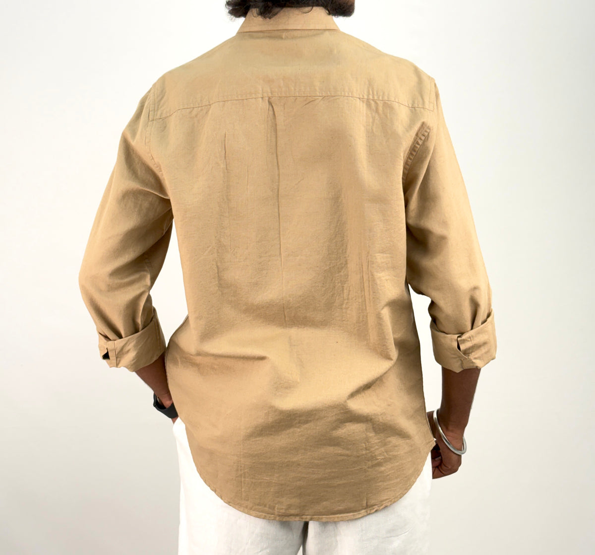 Khaki Embroidery Linen Shirt