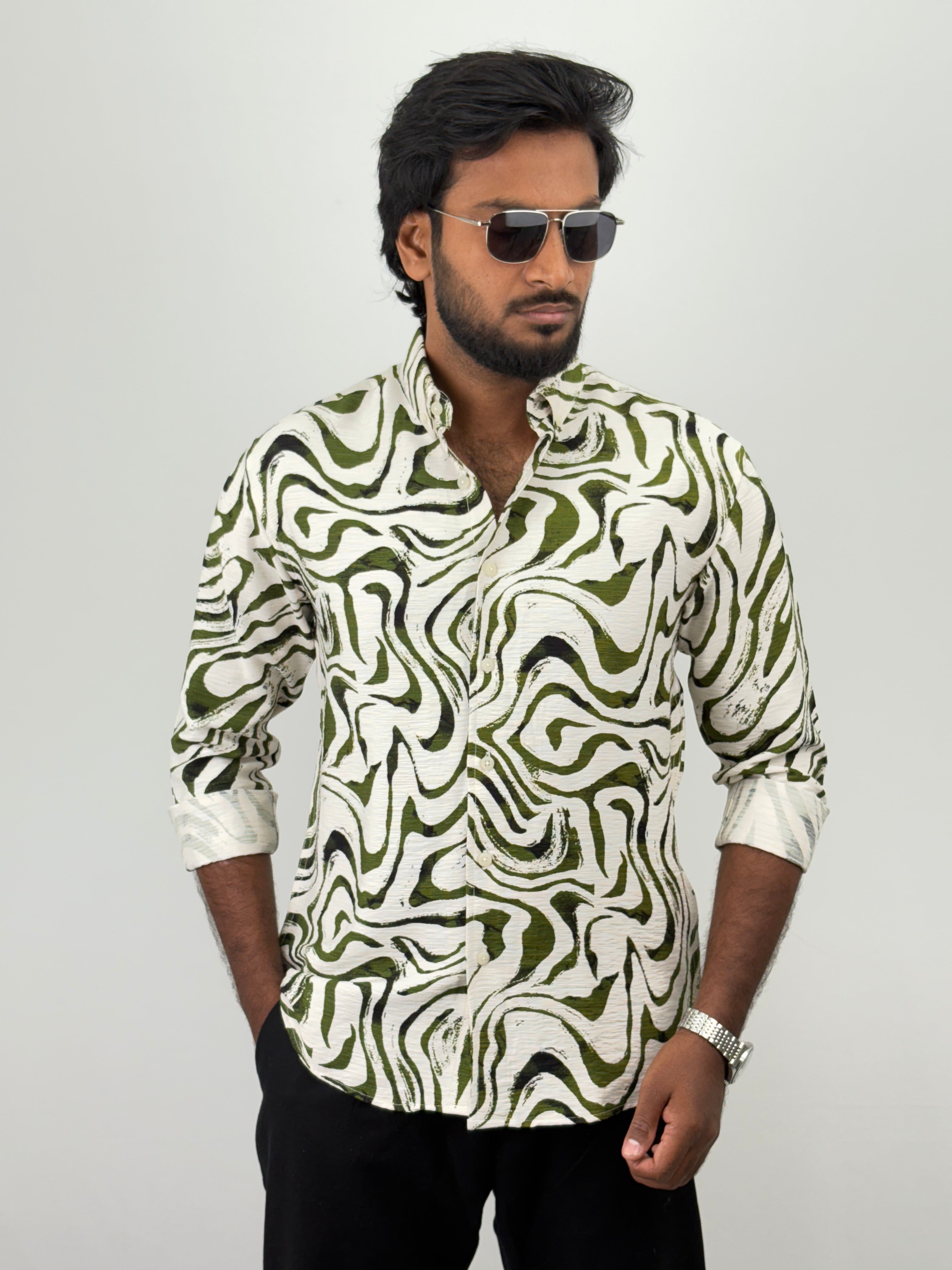 Green Abstract Printed Shirt