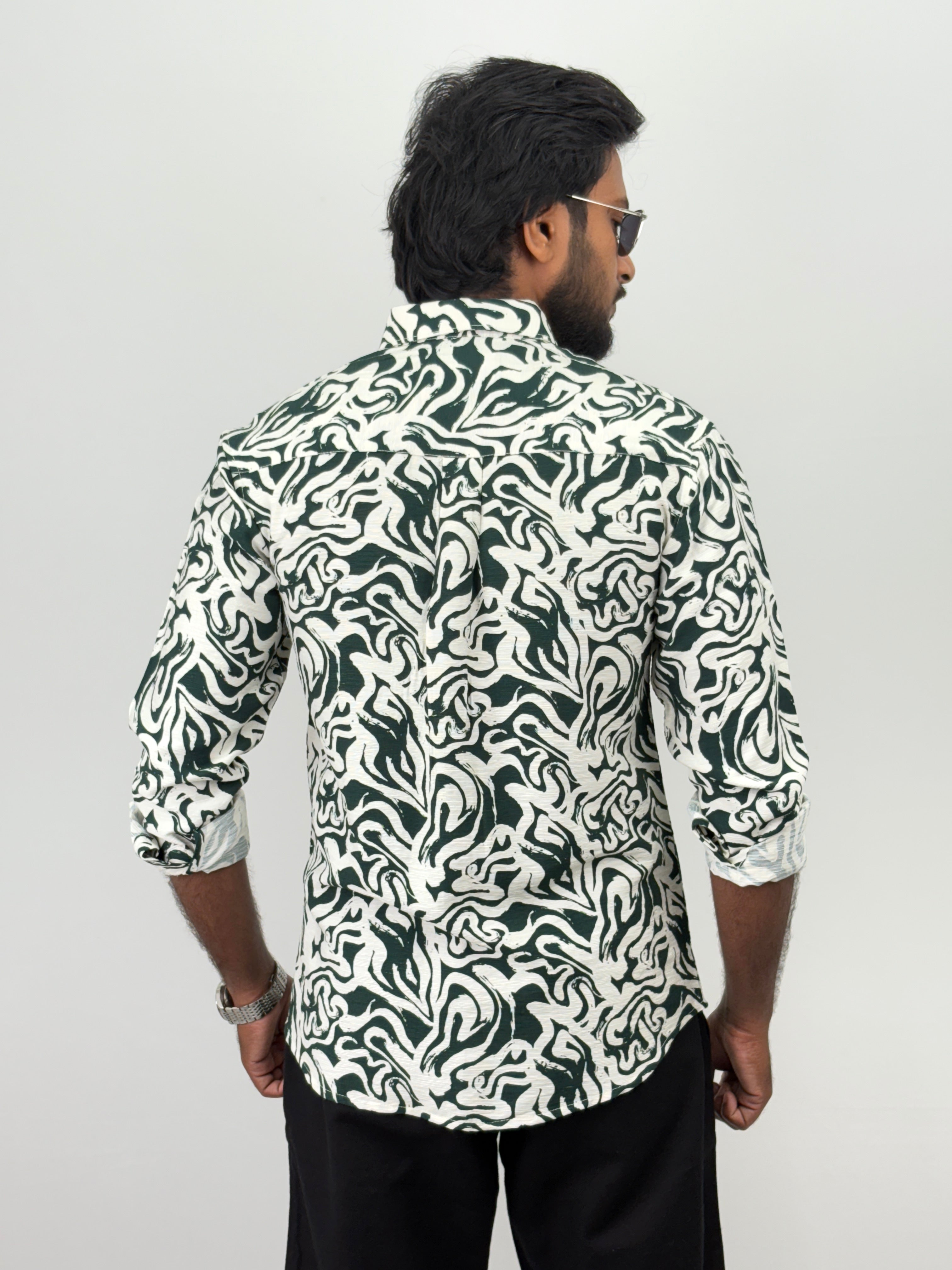 Dark Green Abstract Printed Shirt